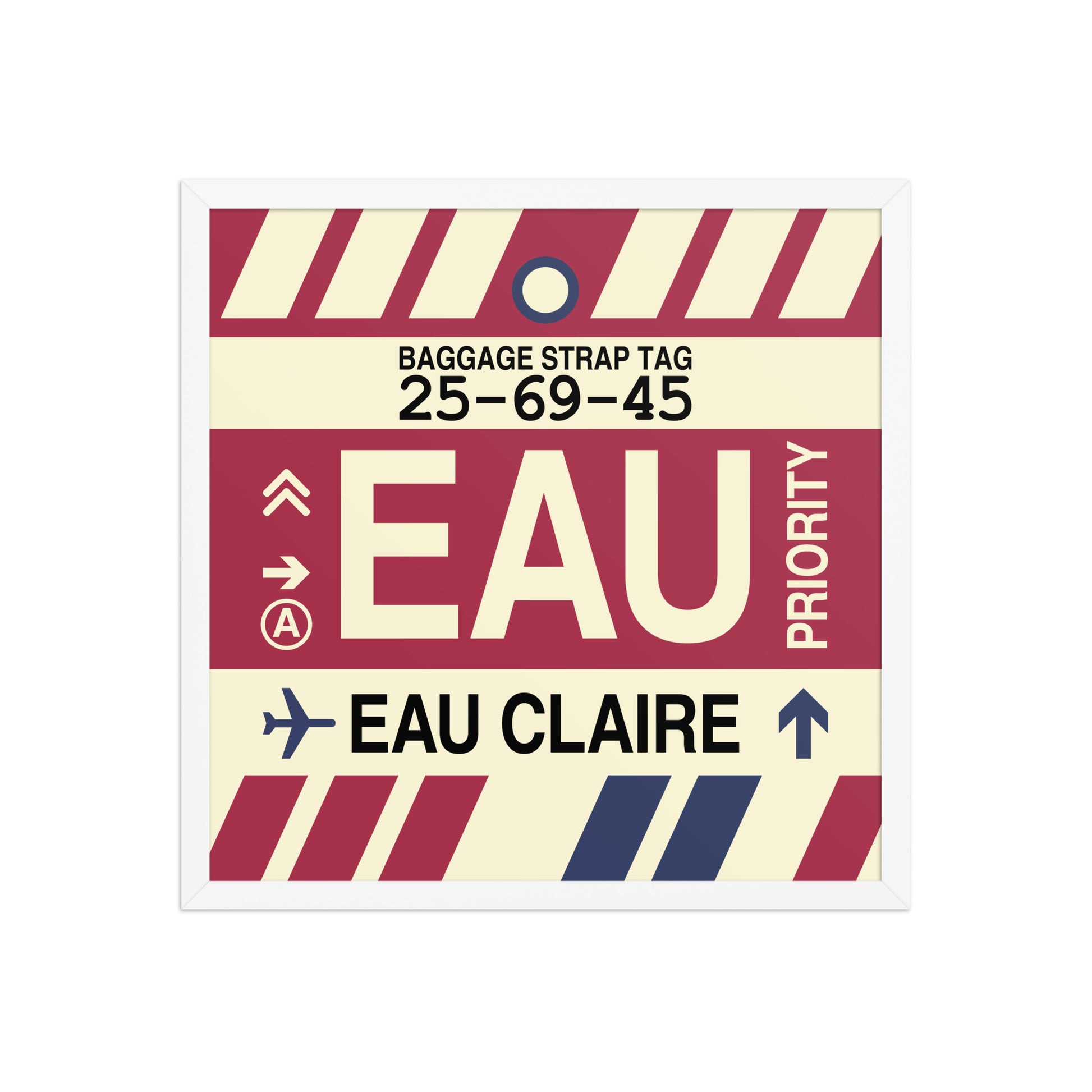 EAU Eau Claire Framed Print • Jet Age Baggage Tag Design • YHM Designs - Image 15