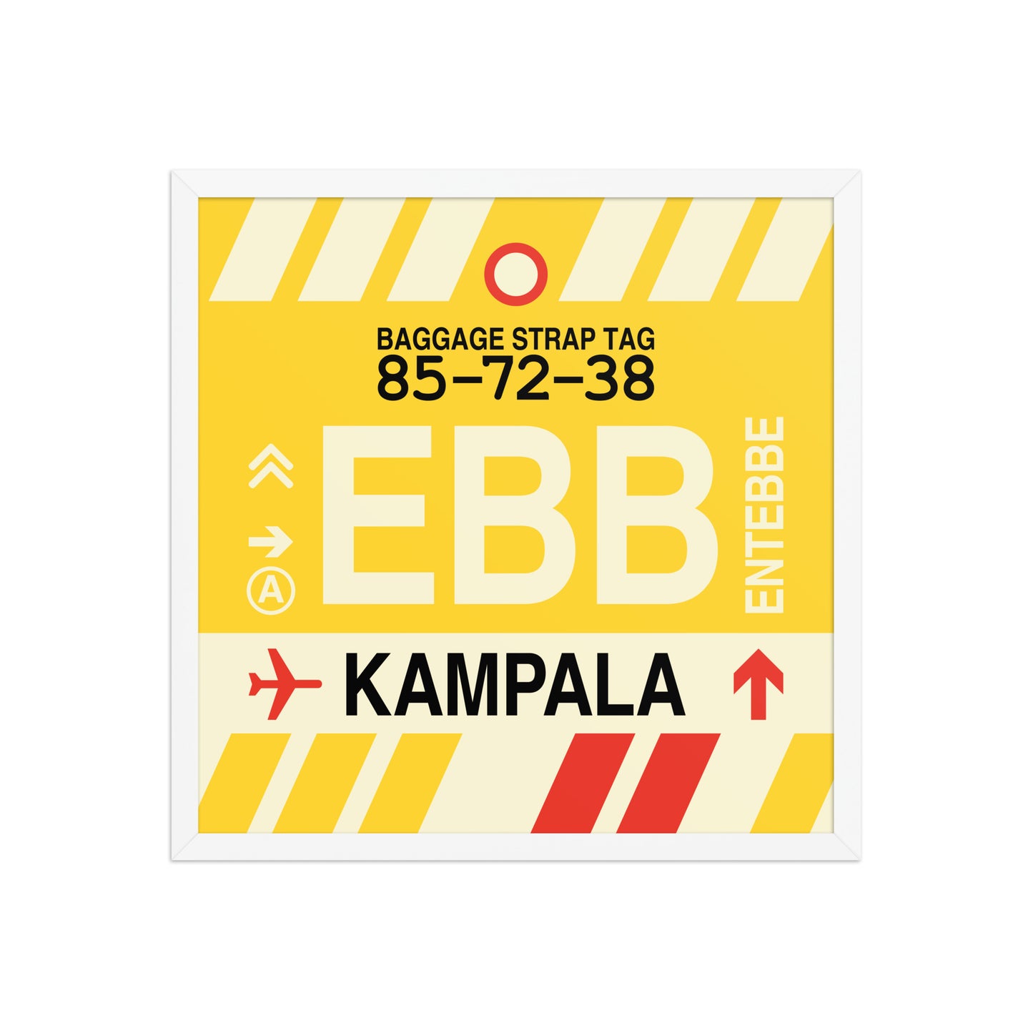 EBB Kampala Framed Print • Jet Age Baggage Tag Design • YHM Designs - Image 15