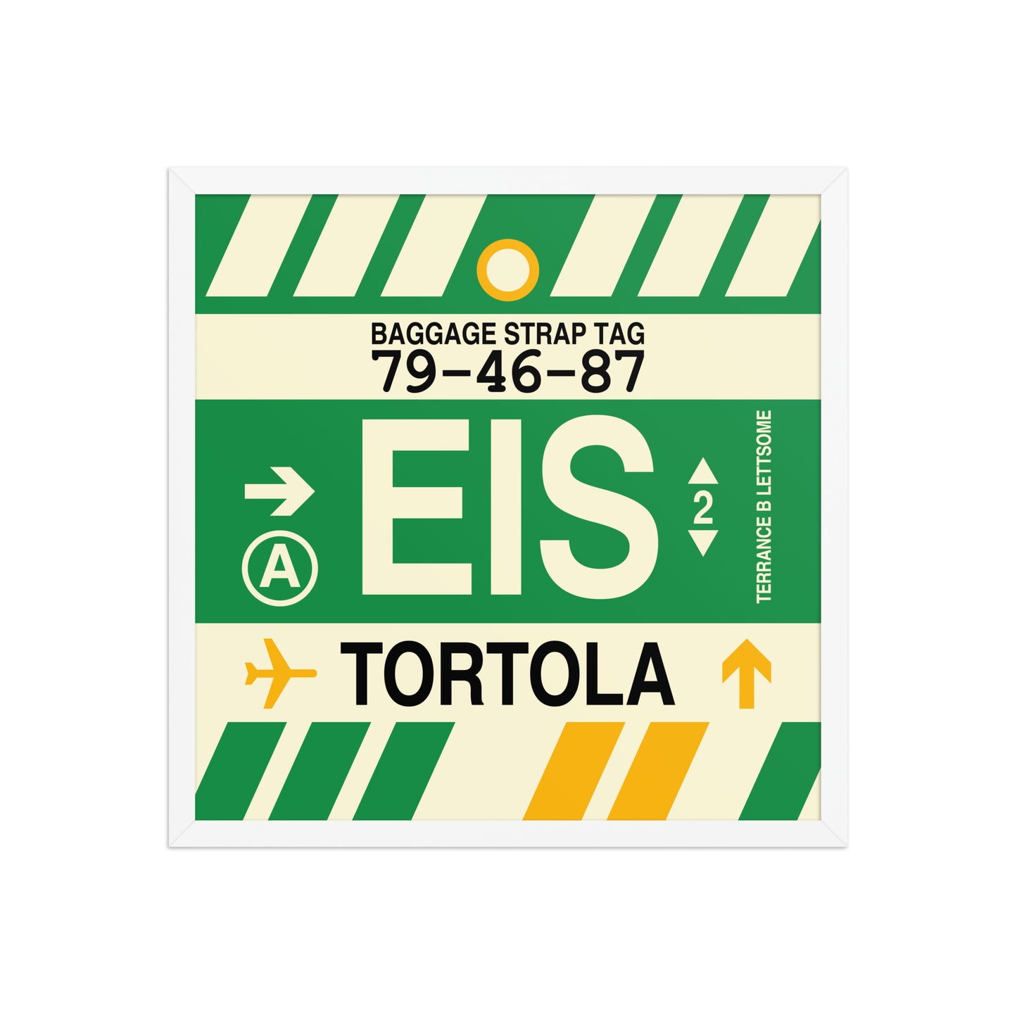 EIS Tortola Framed Print • Jet Age Baggage Tag Design • YHM Designs - Image 15