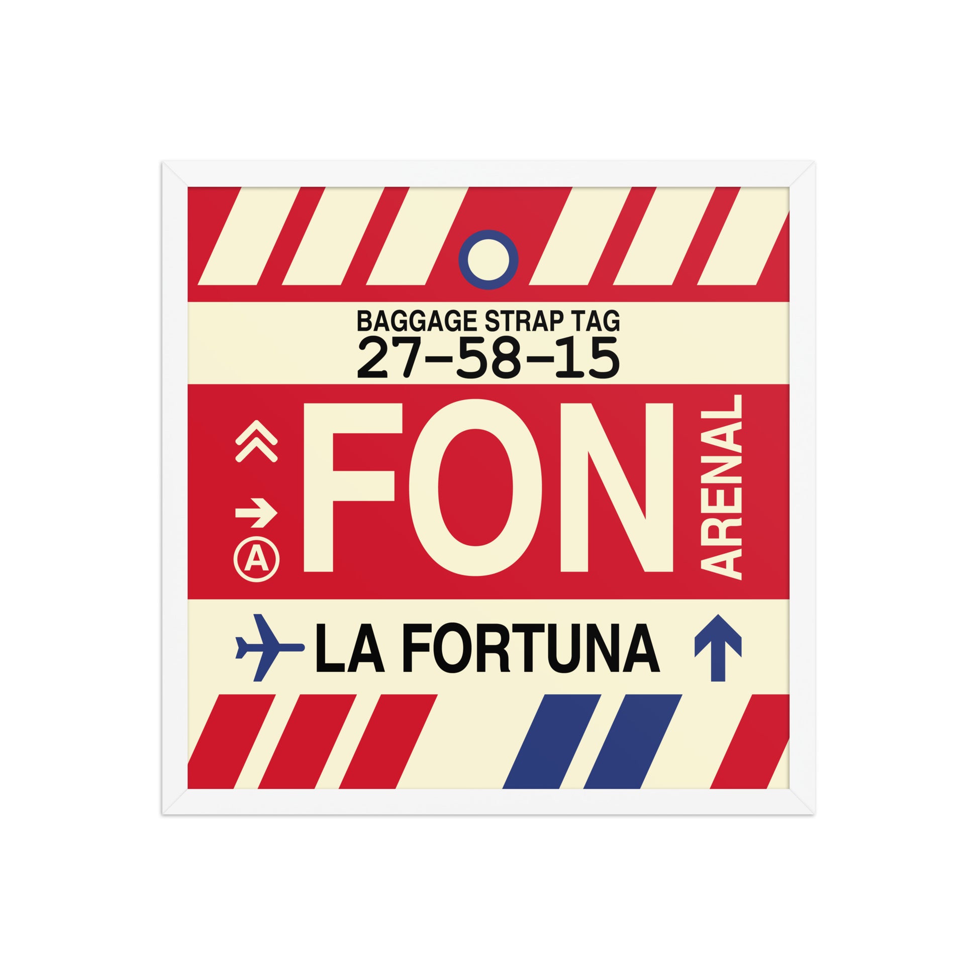 FON La Fortuna Framed Print • Jet Age Baggage Tag Design • YHM Designs - Image 15