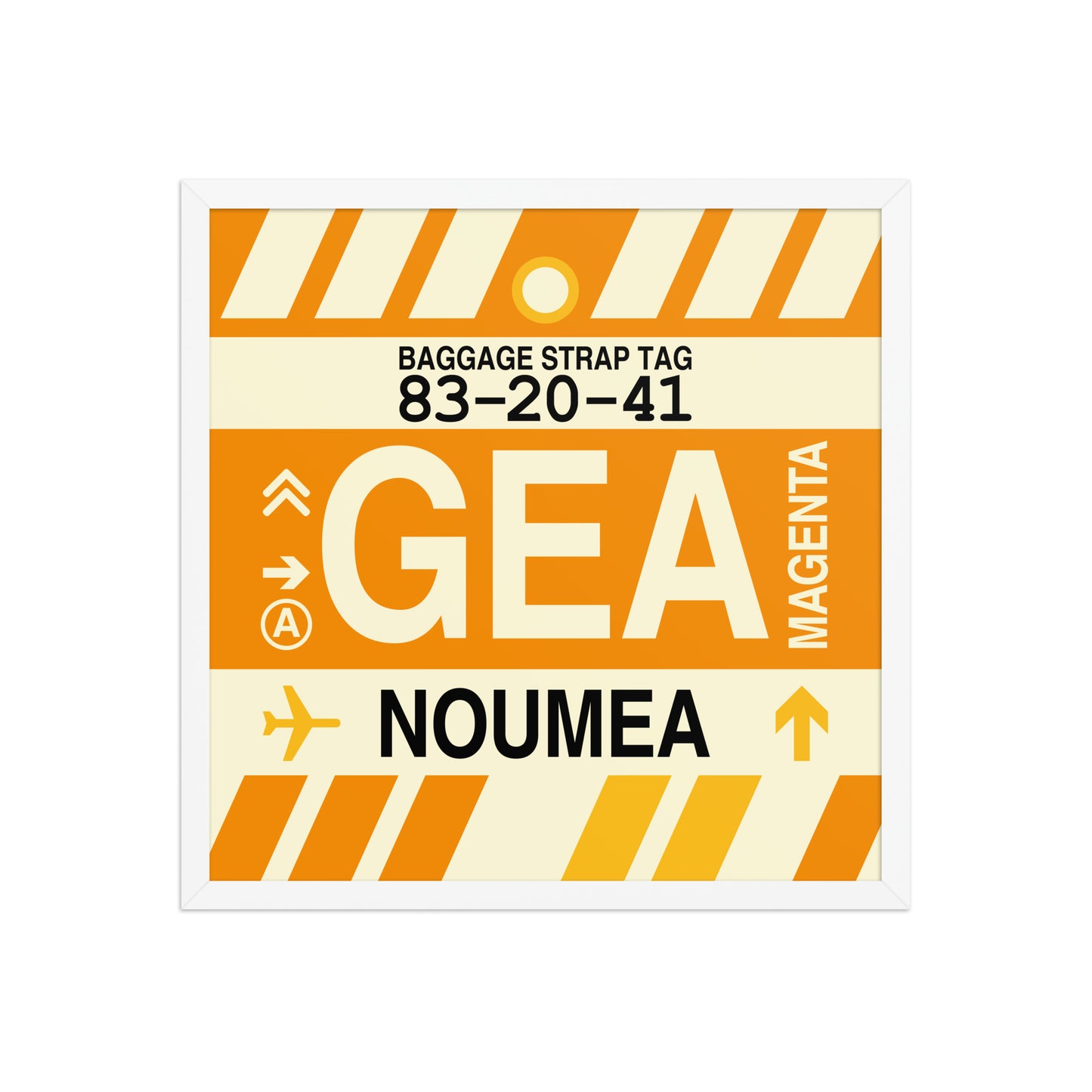 GEA Nouméa Framed Print • Jet Age Baggage Tag Design • YHM Designs - Image 15