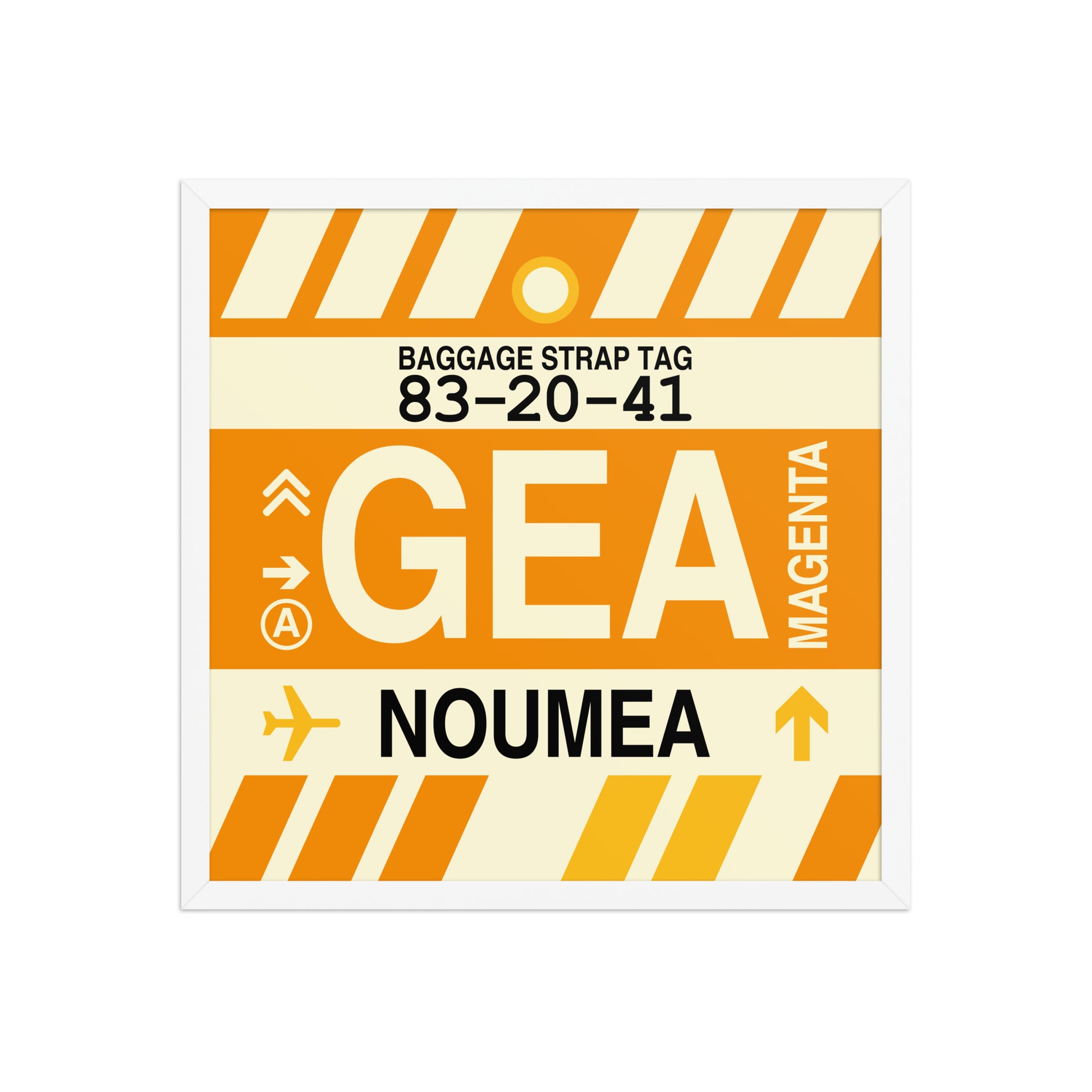GEA Nouméa Framed Print • Jet Age Baggage Tag Design • YHM Designs - Image 15