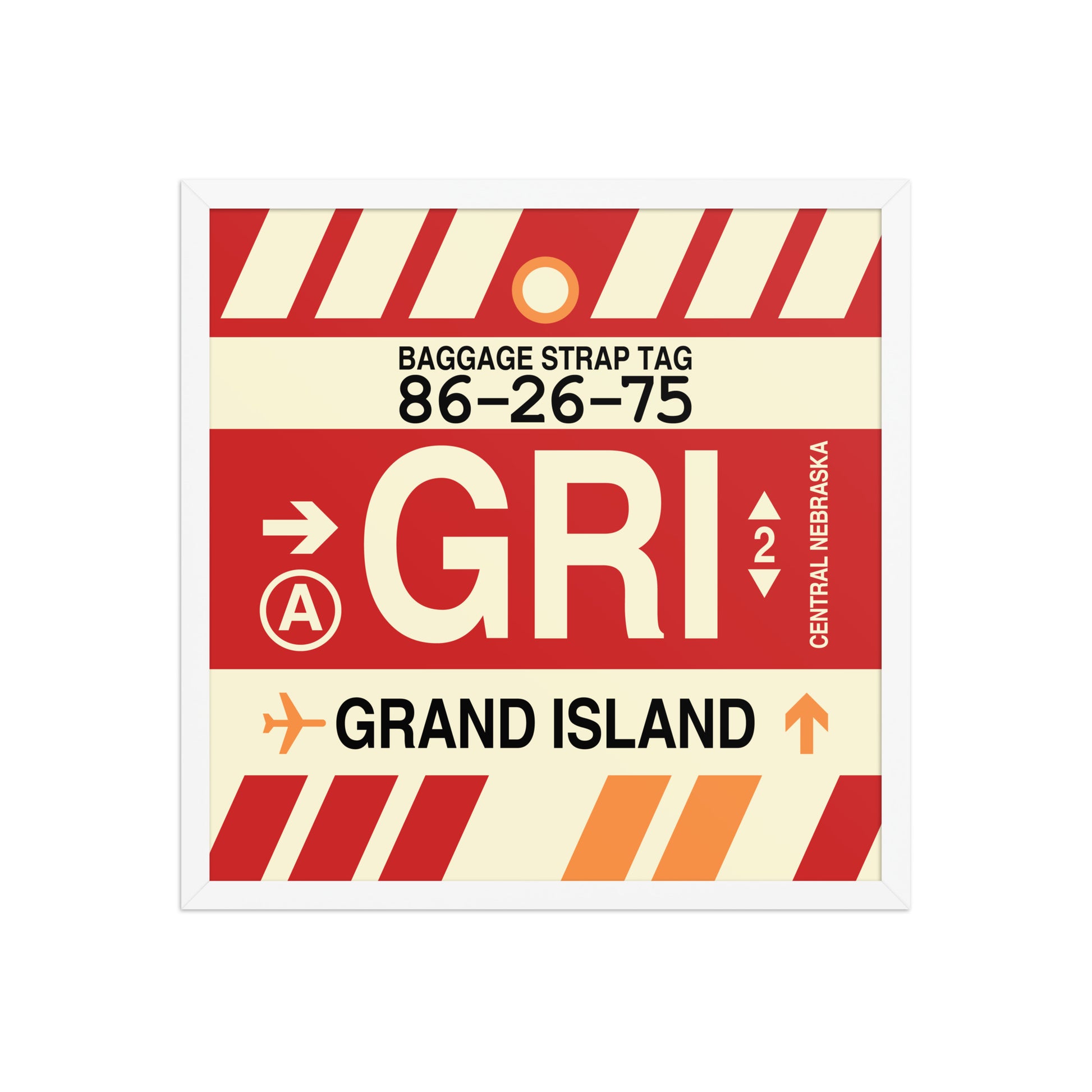 GRI Grand Island Framed Print • Jet Age Baggage Tag Design • YHM Designs - Image 15