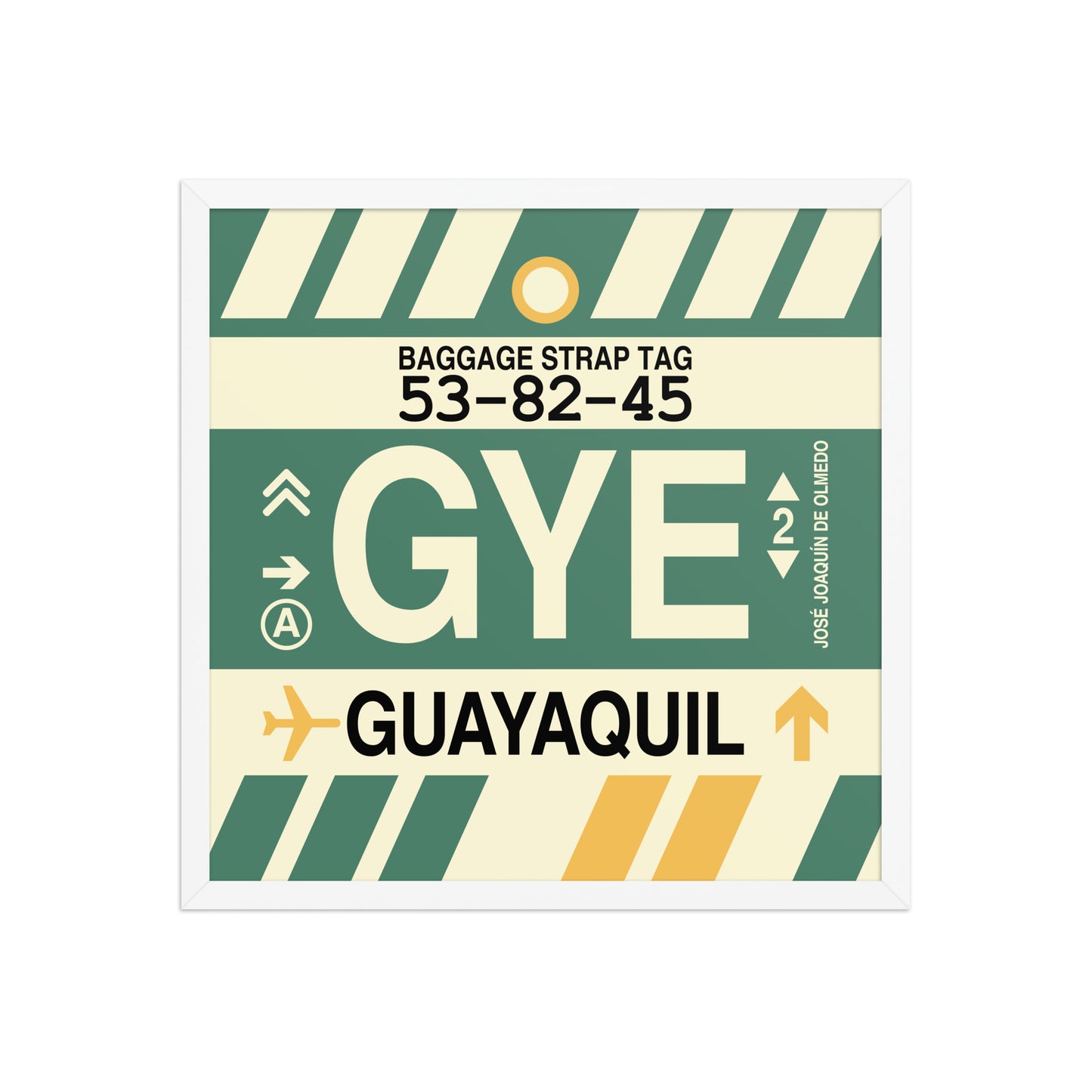 GYE Guayaquil Framed Print • Jet Age Baggage Tag Design • YHM Designs - Image 15