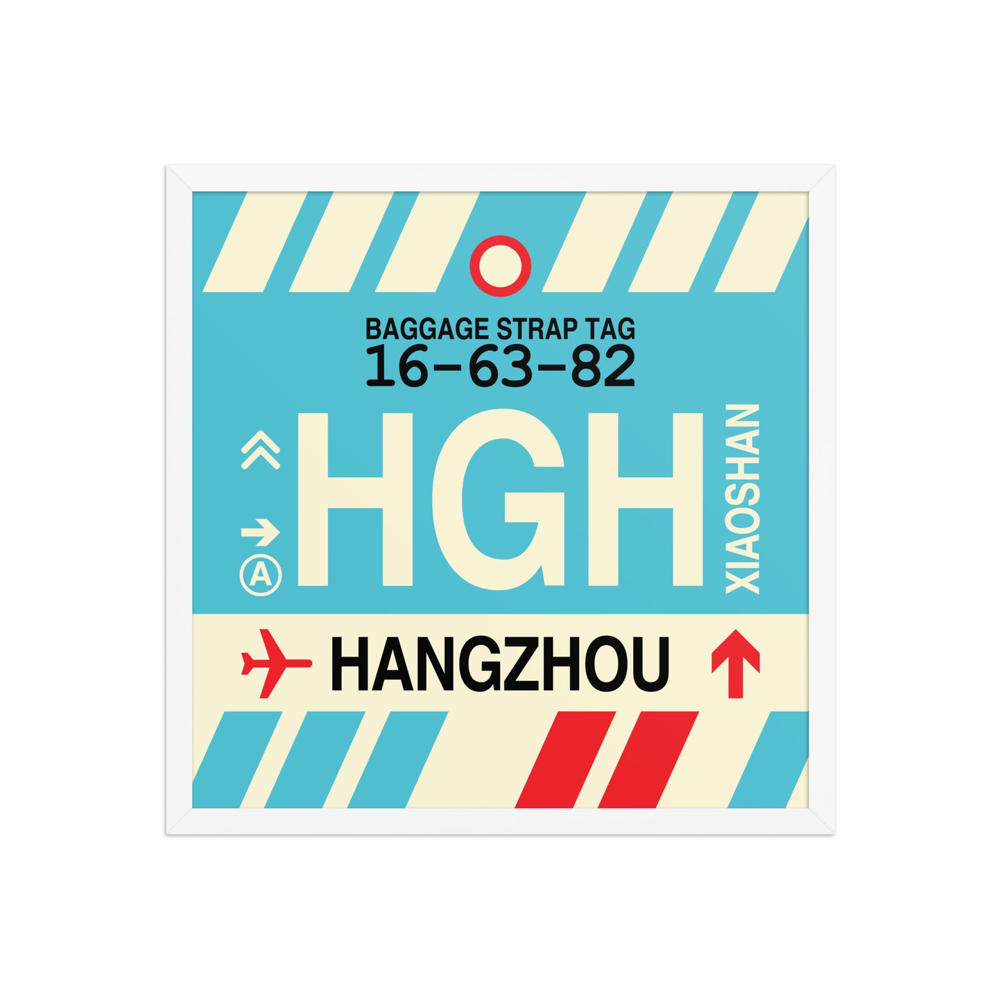 HGH Hangzhou Framed Print • Jet Age Baggage Tag Design • YHM Designs - Image 15