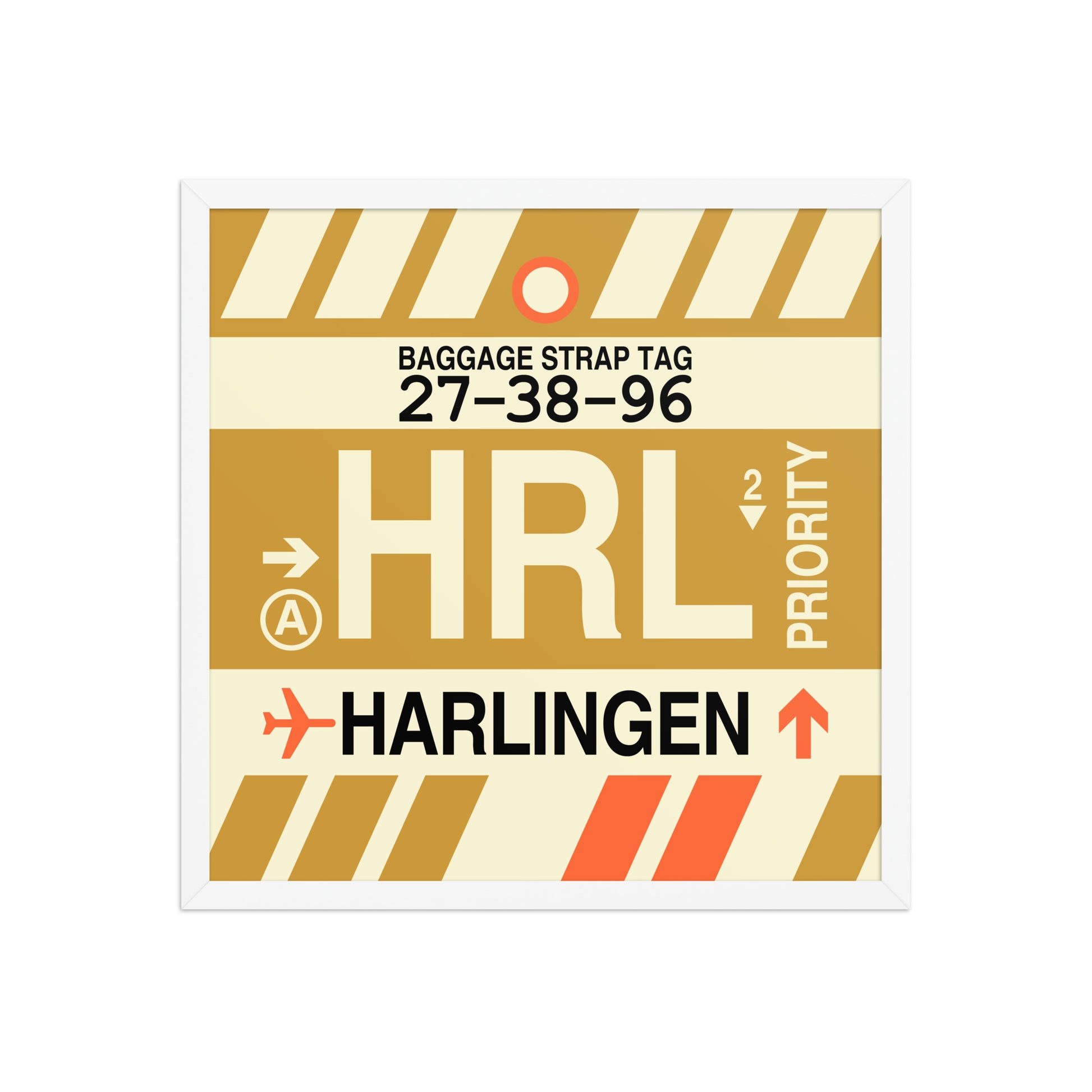 HRL Harlingen Framed Print • Jet Age Baggage Tag Design • YHM Designs - Image 15