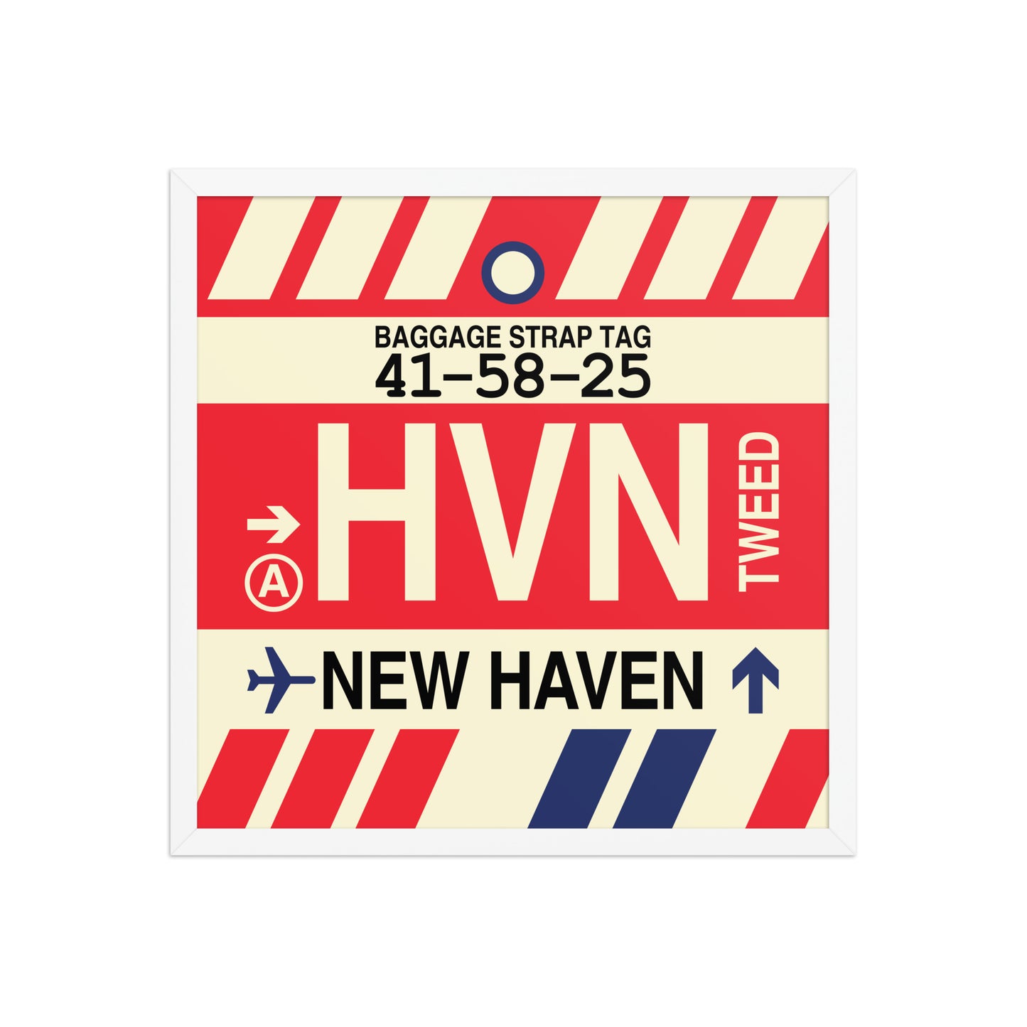 HVN New Haven Framed Print • Jet Age Baggage Tag Design • YHM Designs - Image 15