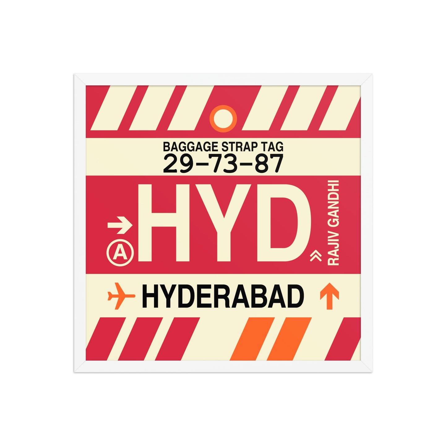 HYD Hyderabad Framed Print • Jet Age Baggage Tag Design • YHM Designs - Image 15