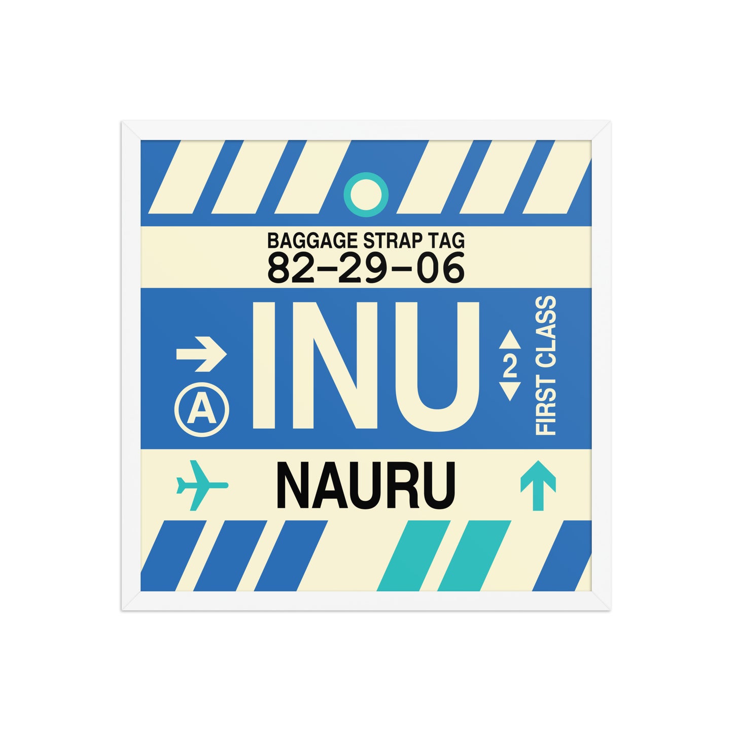 INU Nauru Framed Print • Jet Age Baggage Tag Design • YHM Designs - Image 15