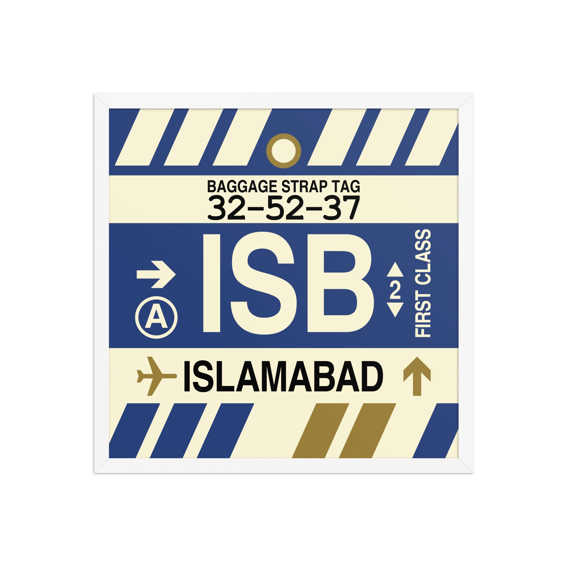 ISB Islamabad Framed Print • Jet Age Baggage Tag Design • YHM Designs - Image 15