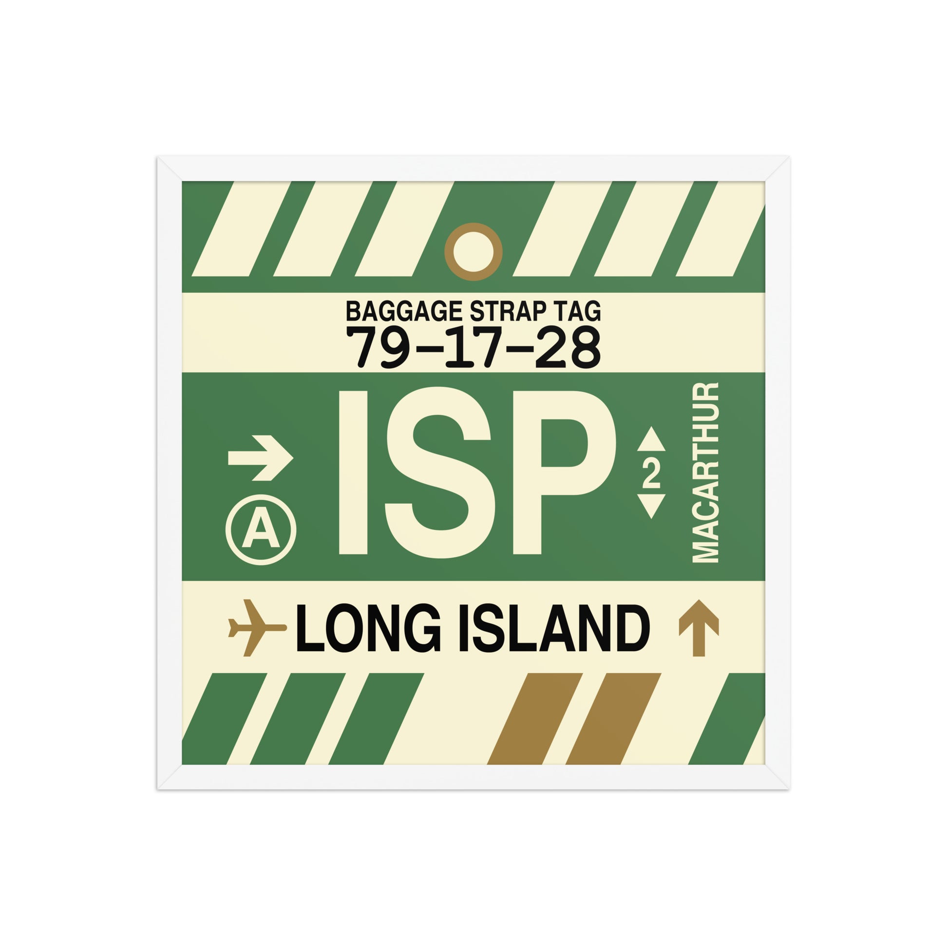 ISP Long Island Framed Print • Jet Age Baggage Tag Design • YHM Designs - Image 15