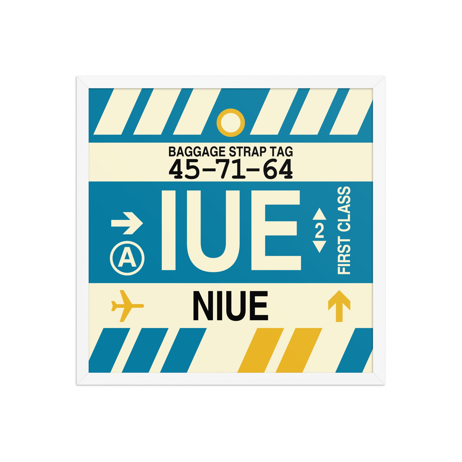 IUE Niue Framed Print • Jet Age Baggage Tag Design • YHM Designs - Image 15