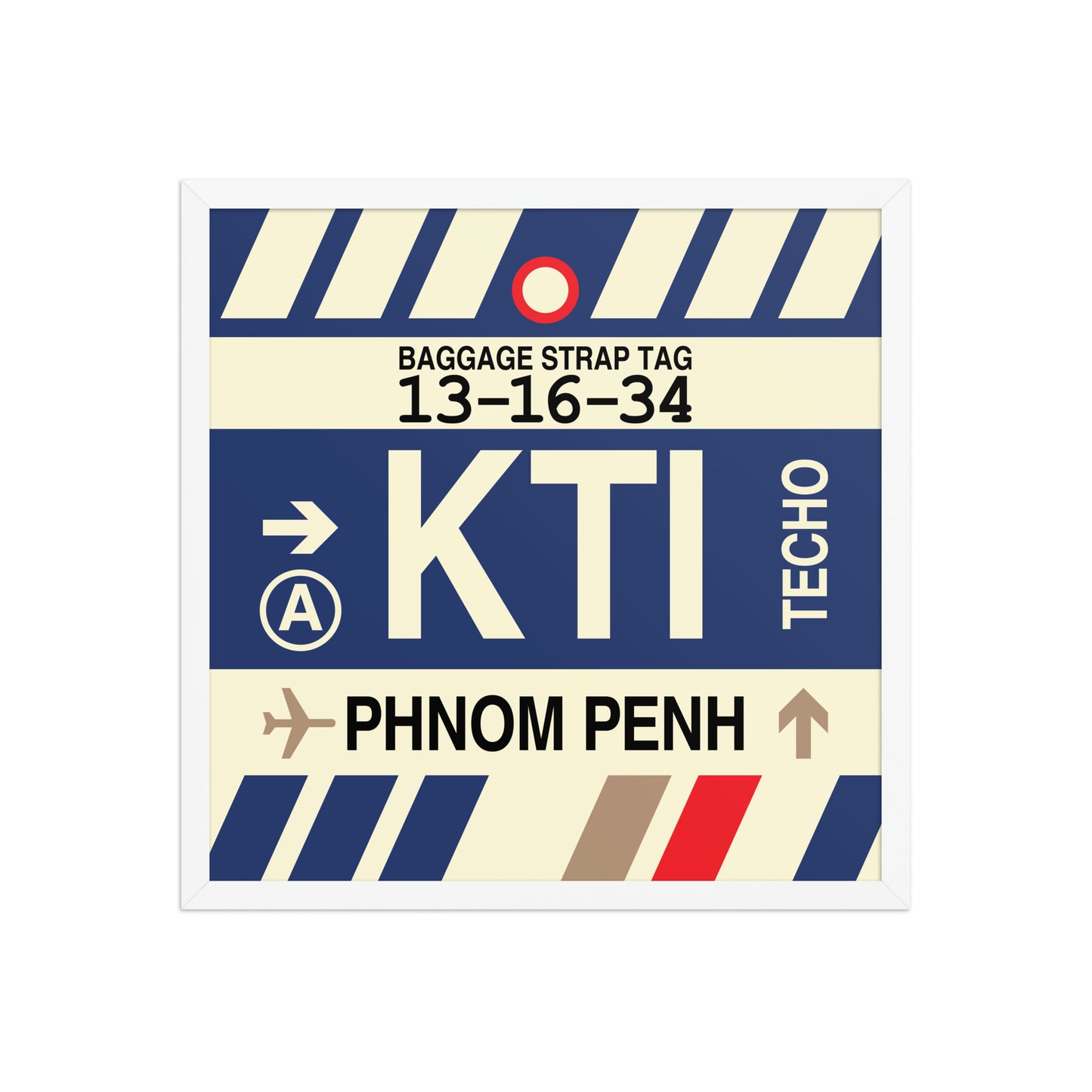 KTI Phnom Penh Framed Print • Jet Age Baggage Tag Design • YHM Designs - Image 15