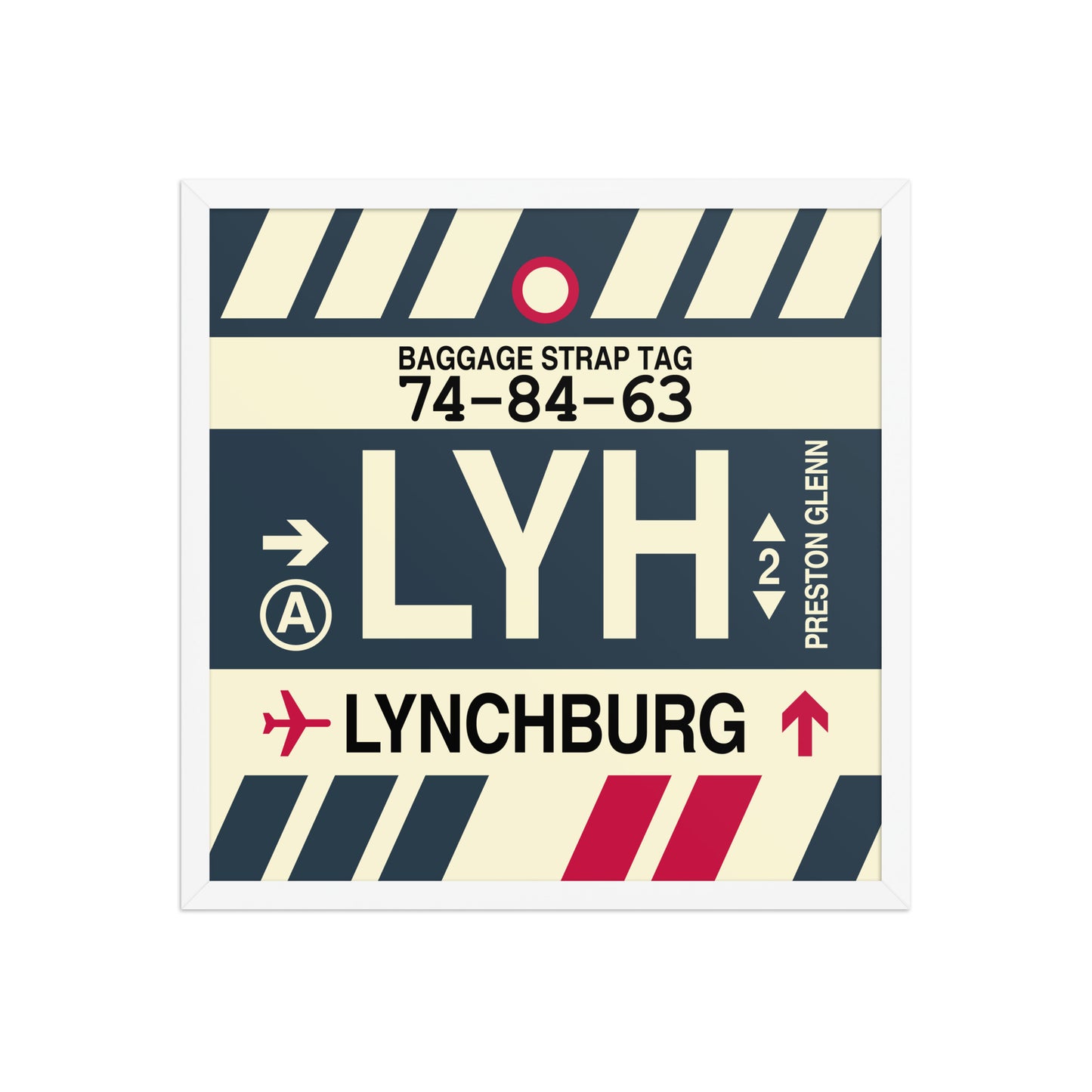 LYH Lynchburg Framed Print • Jet Age Baggage Tag Design • YHM Designs - Image 15