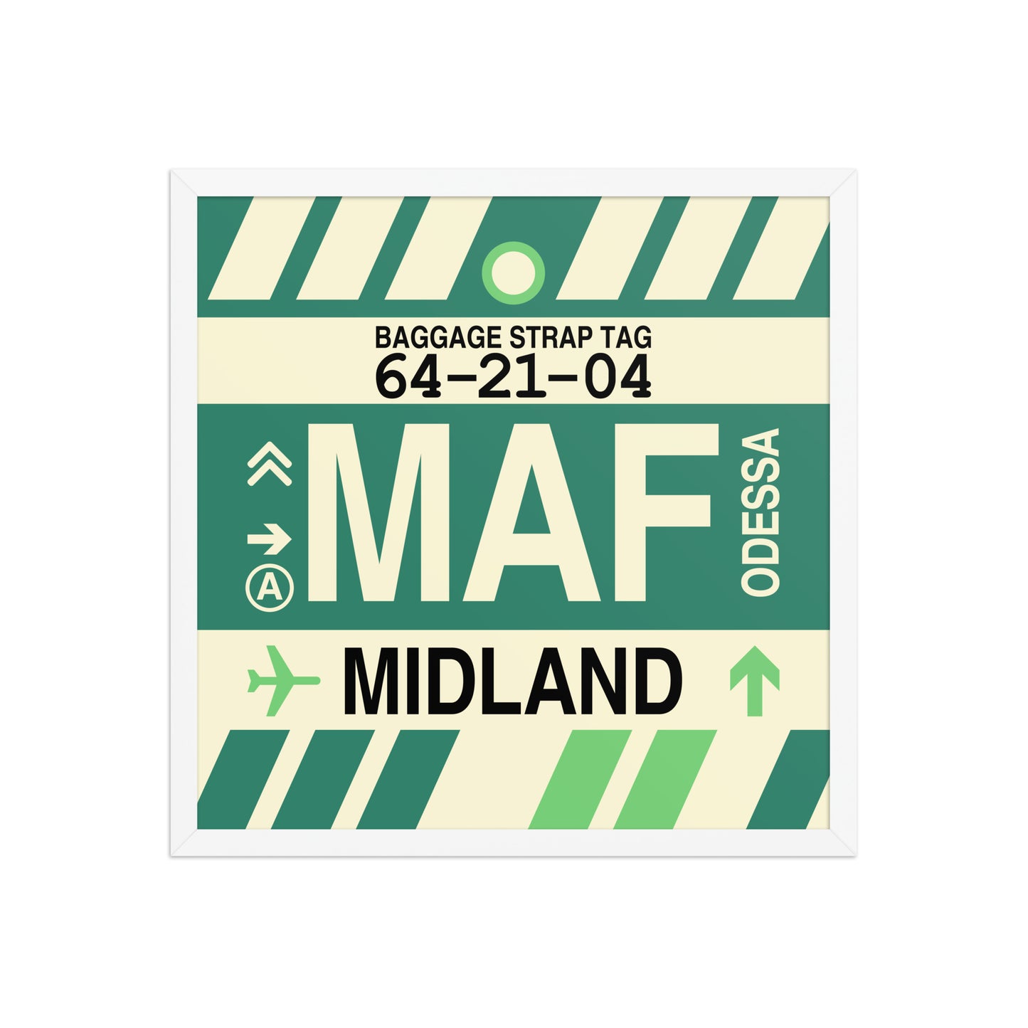 MAF Midland-Odessa Framed Print • Jet Age Baggage Tag Design • YHM Designs - Image 15