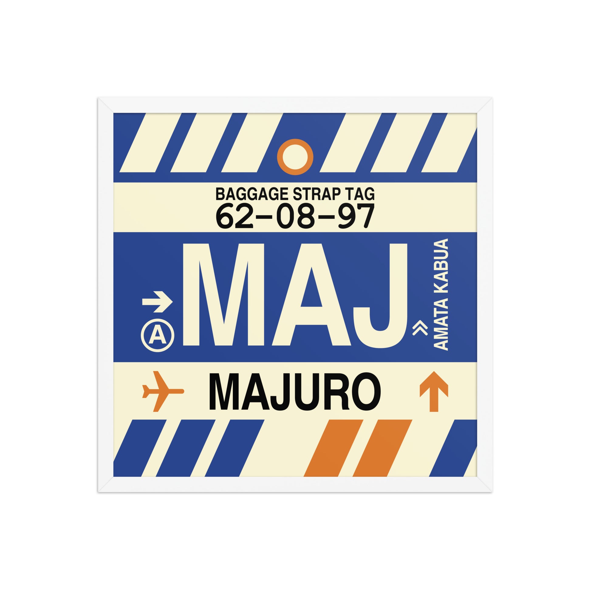 MAJ Majuro Framed Print • Jet Age Baggage Tag Design • YHM Designs - Image 15