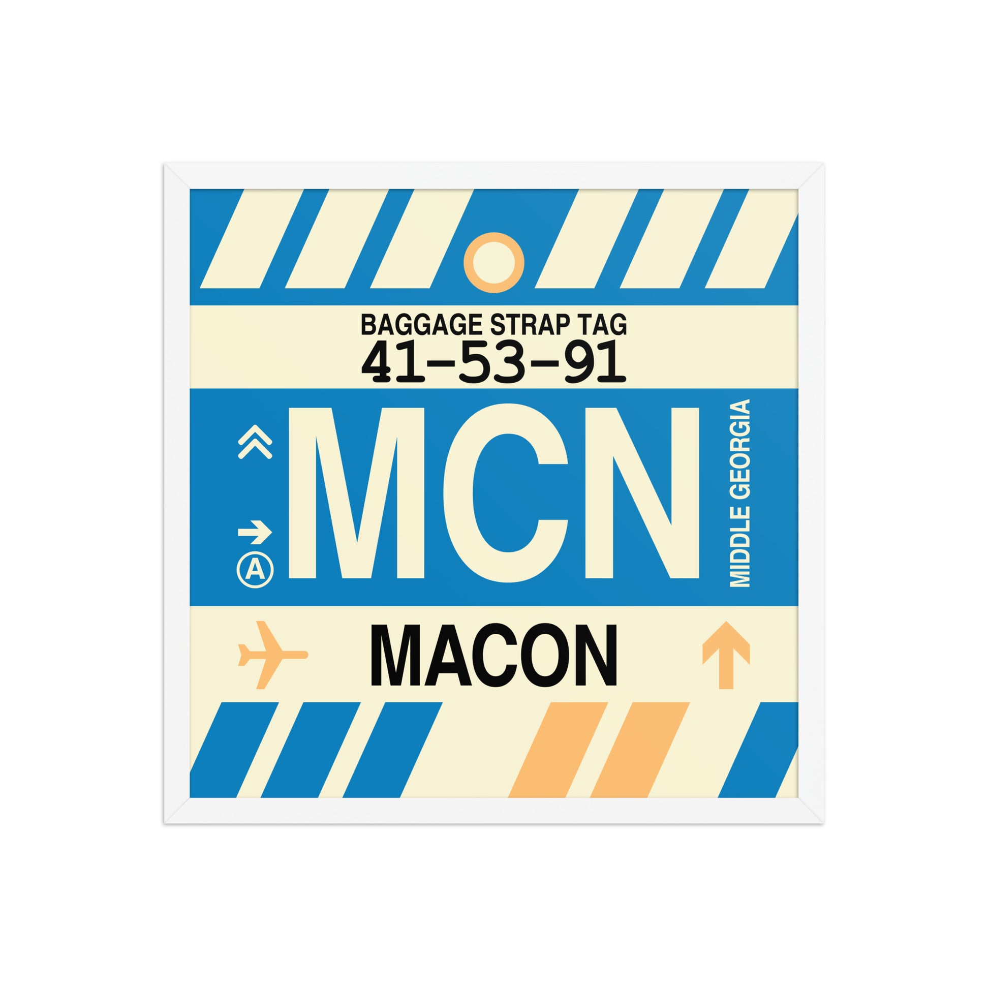 MCN Macon Framed Print • Jet Age Baggage Tag Design • YHM Designs - Image 15
