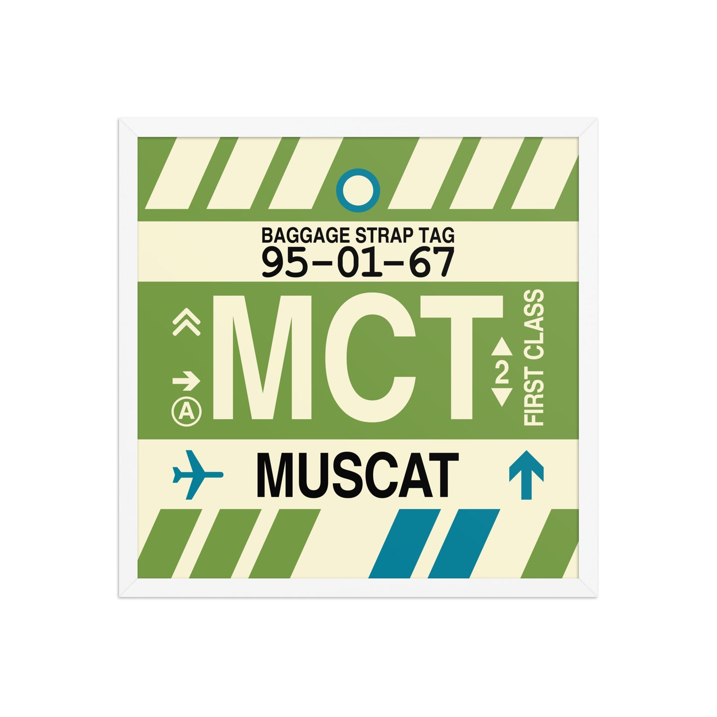 MCT Muscat Framed Print • Jet Age Baggage Tag Design • YHM Designs - Image 15