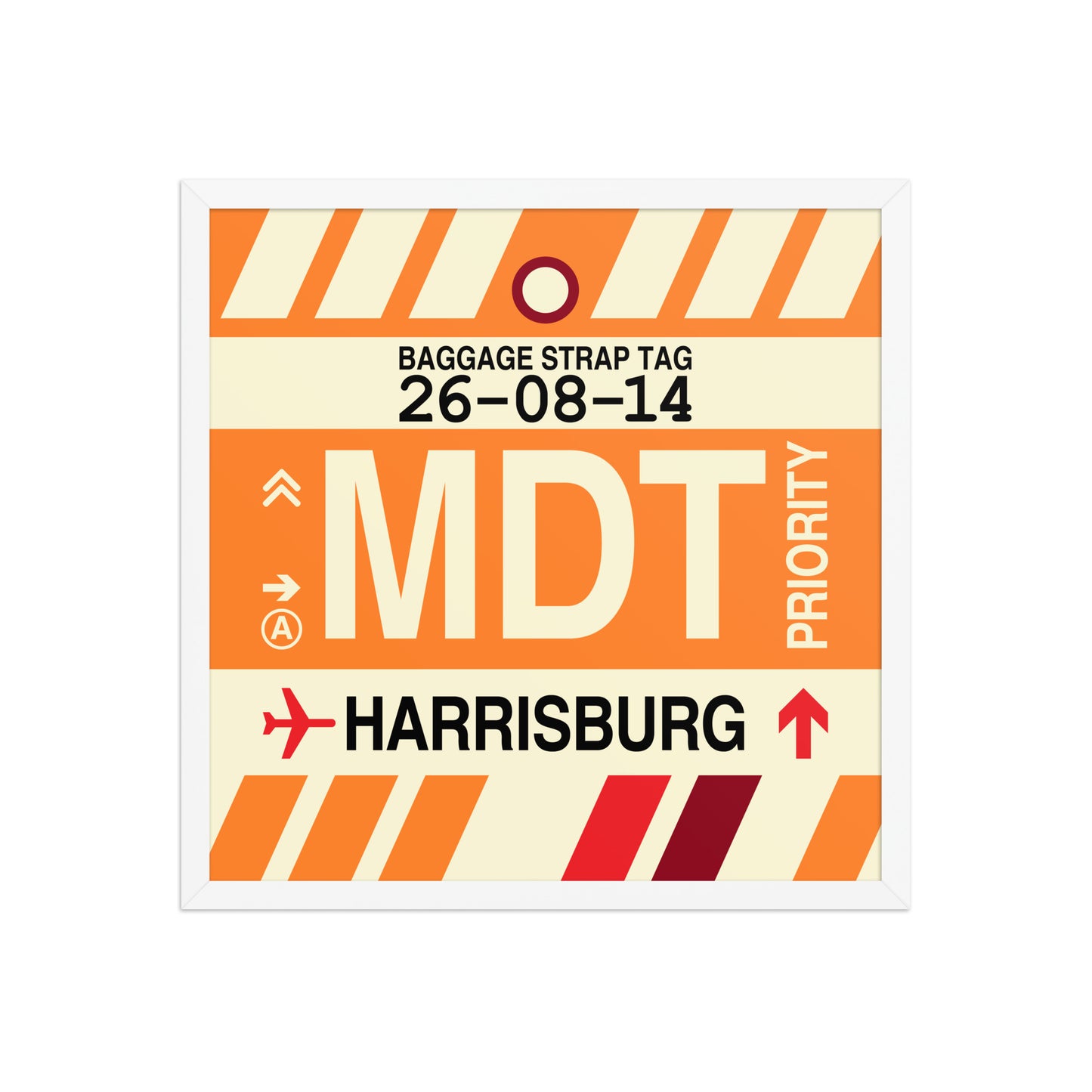 MDT Harrisburg Framed Print • Jet Age Baggage Tag Design • YHM Designs - Image 15