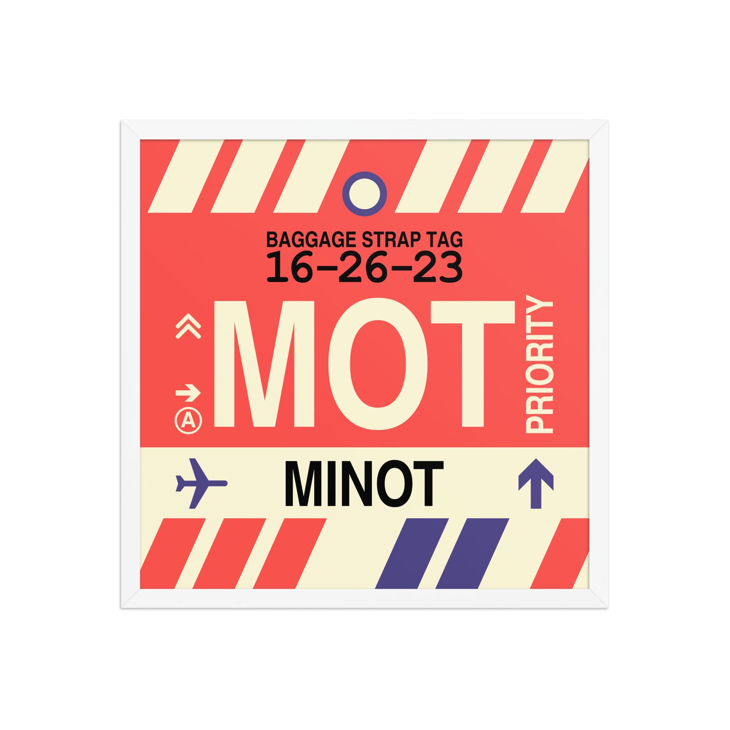 MOT Minot Framed Print • Jet Age Baggage Tag Design • YHM Designs - Image 15