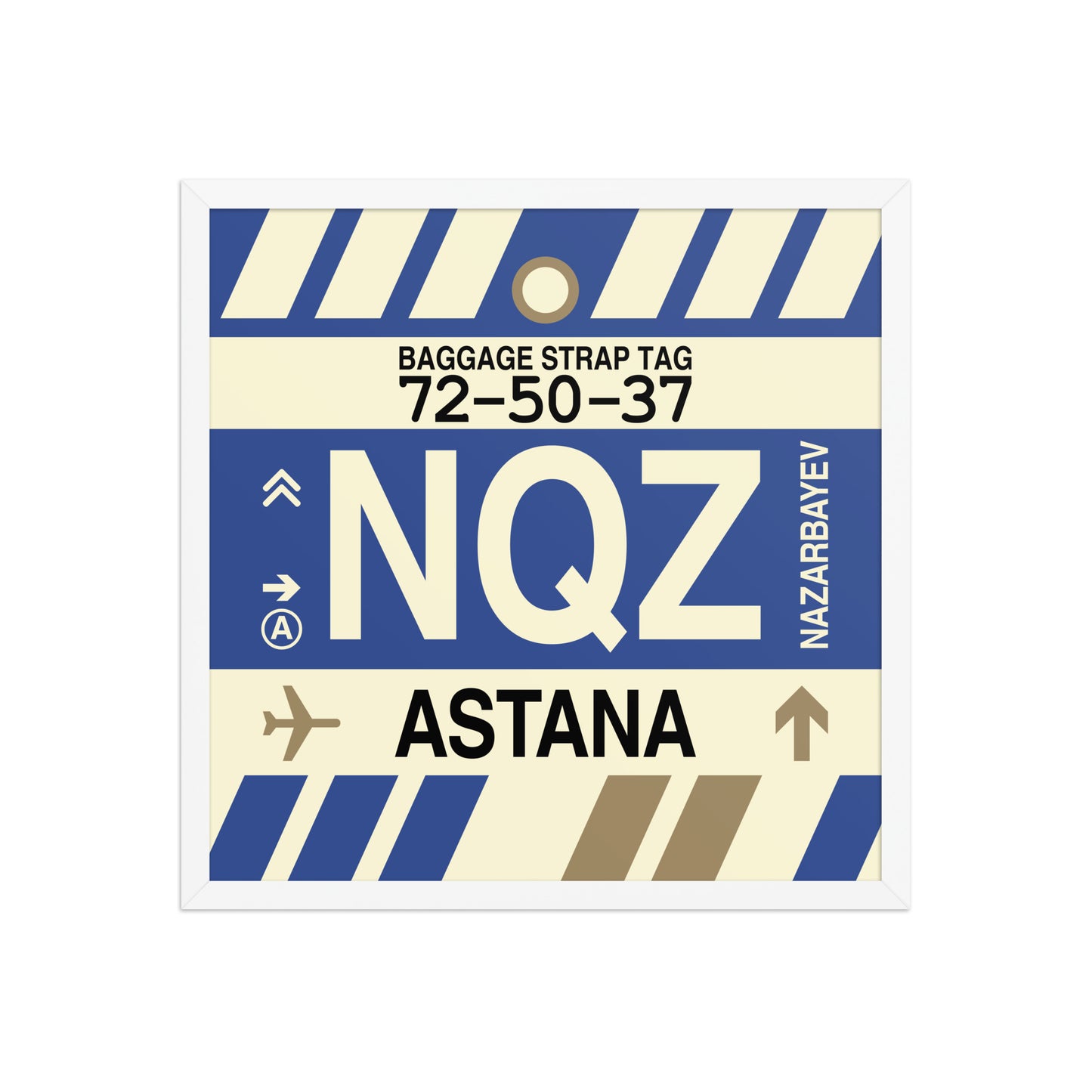 NQZ Astana Framed Print • Jet Age Baggage Tag Design • YHM Designs - Image 15