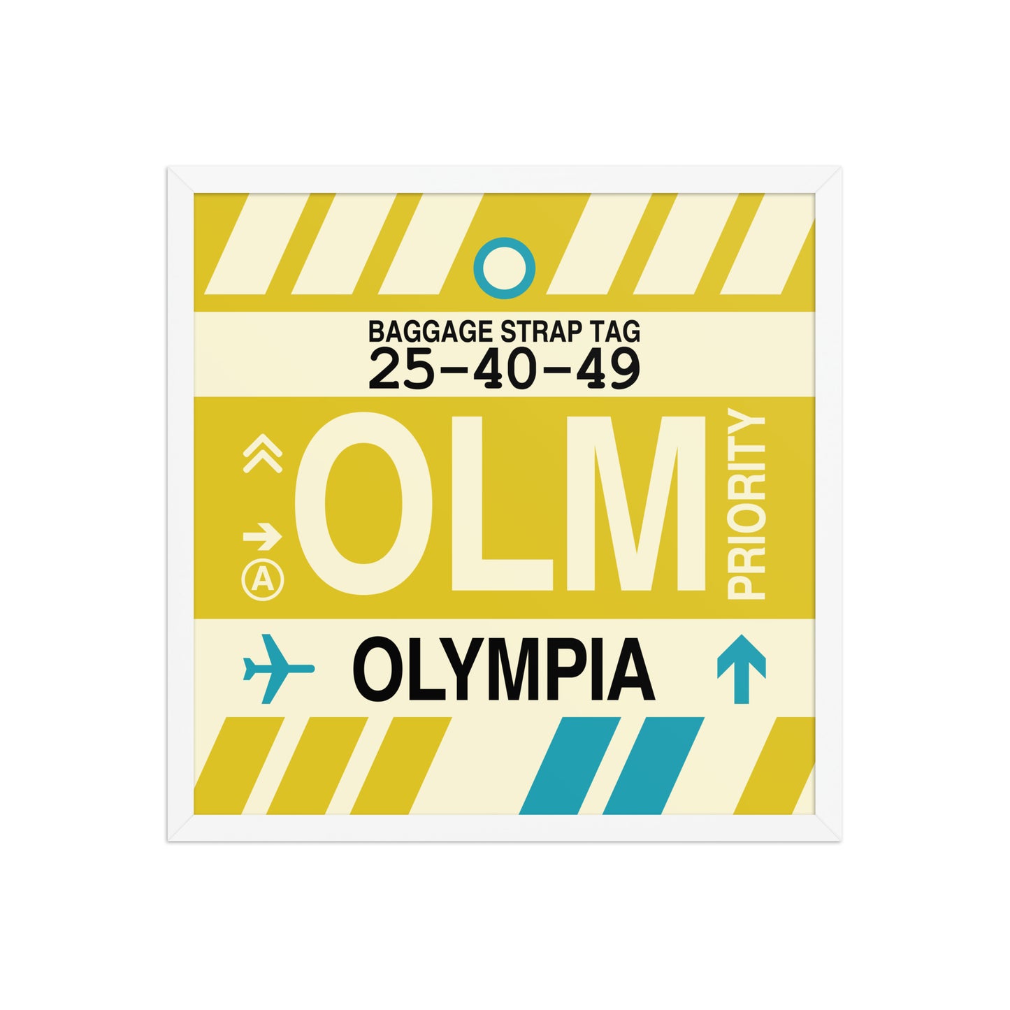OLM Olympia Framed Print • Jet Age Baggage Tag Design • YHM Designs - Image 15