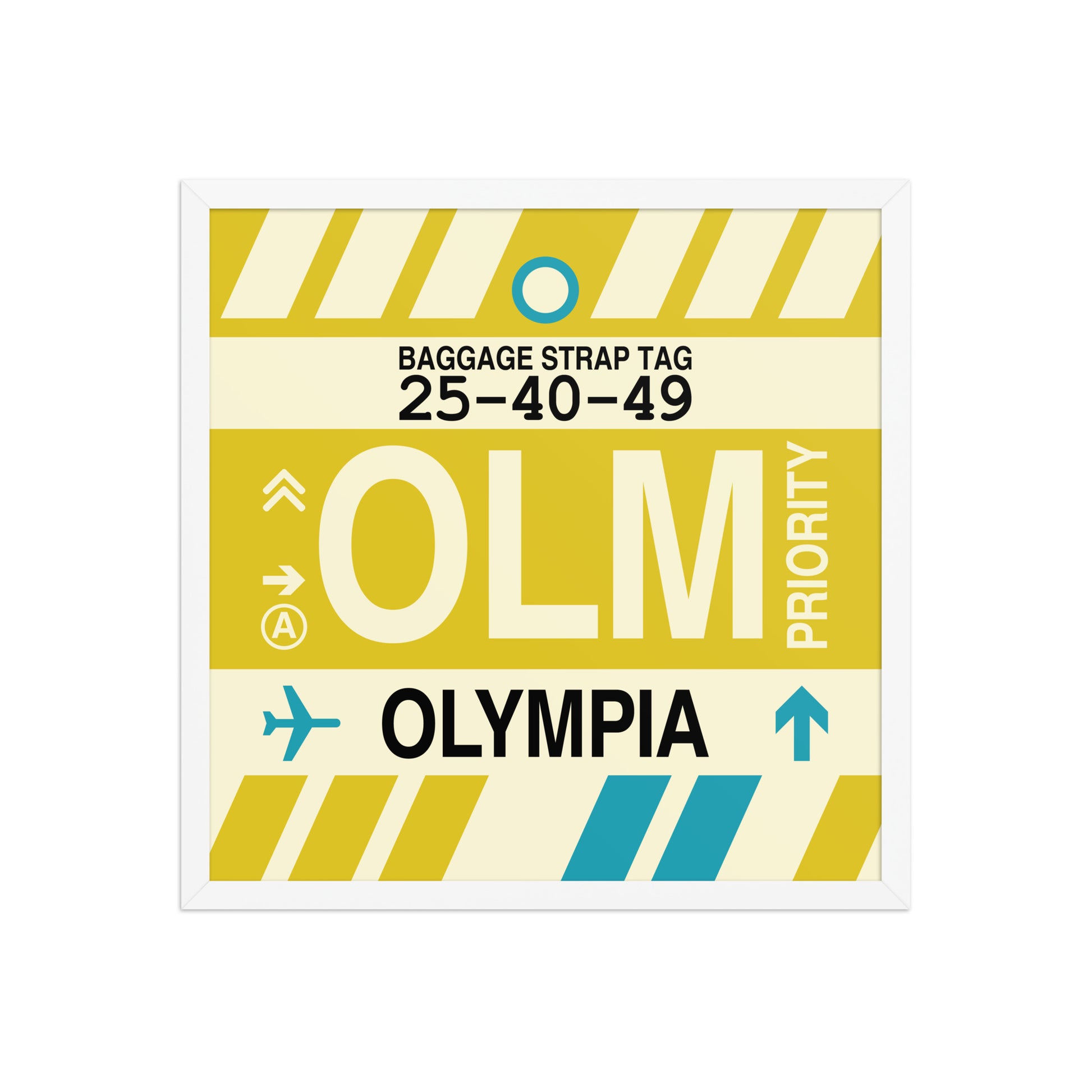 OLM Olympia Framed Print • Jet Age Baggage Tag Design • YHM Designs - Image 15