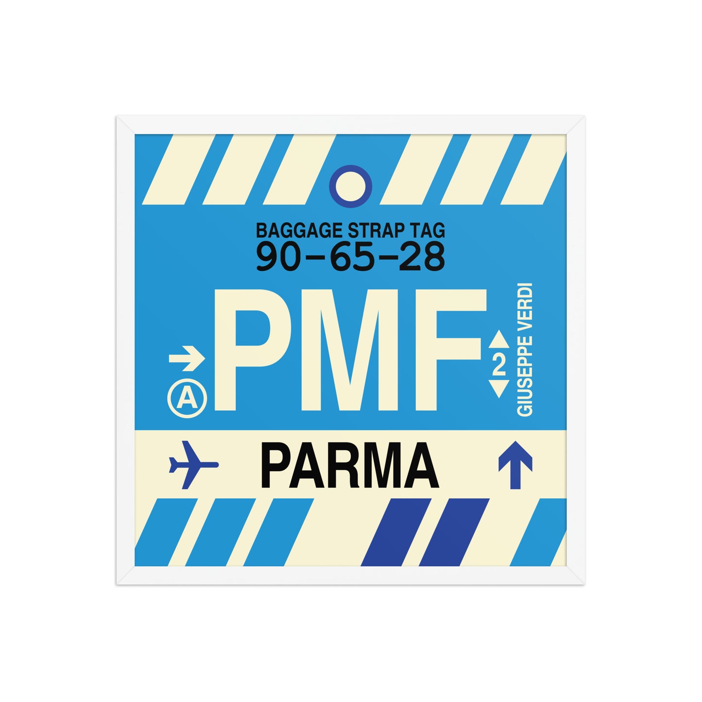 PMF Parma Framed Print • Jet Age Baggage Tag Design • YHM Designs - Image 15