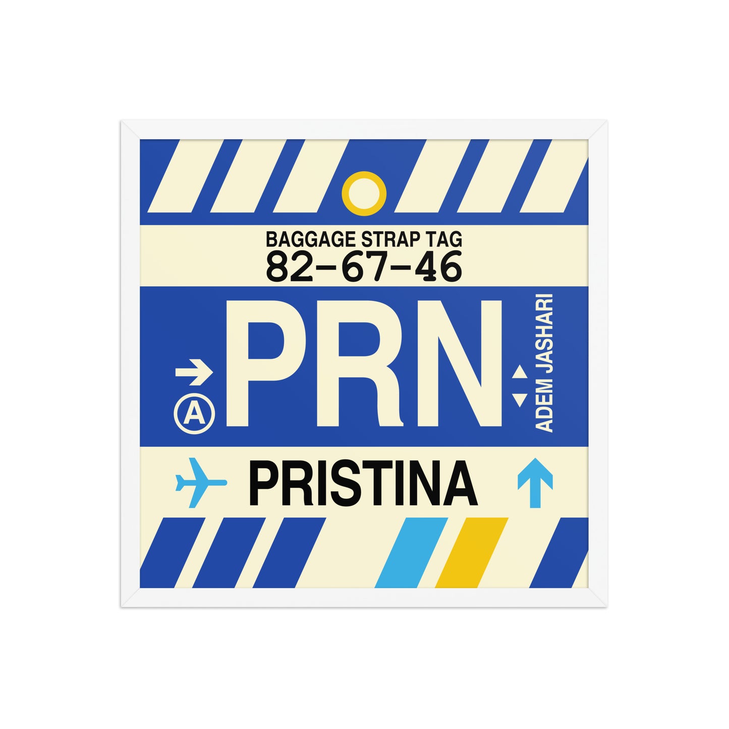 PRN Pristina Framed Print • Jet Age Baggage Tag Design • YHM Designs - Image 15