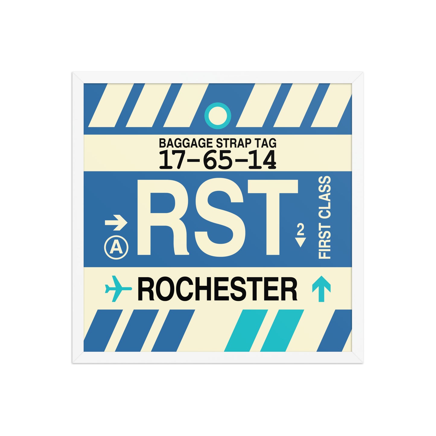 RST Rochester Framed Print • Jet Age Baggage Tag Design • YHM Designs - Image 15