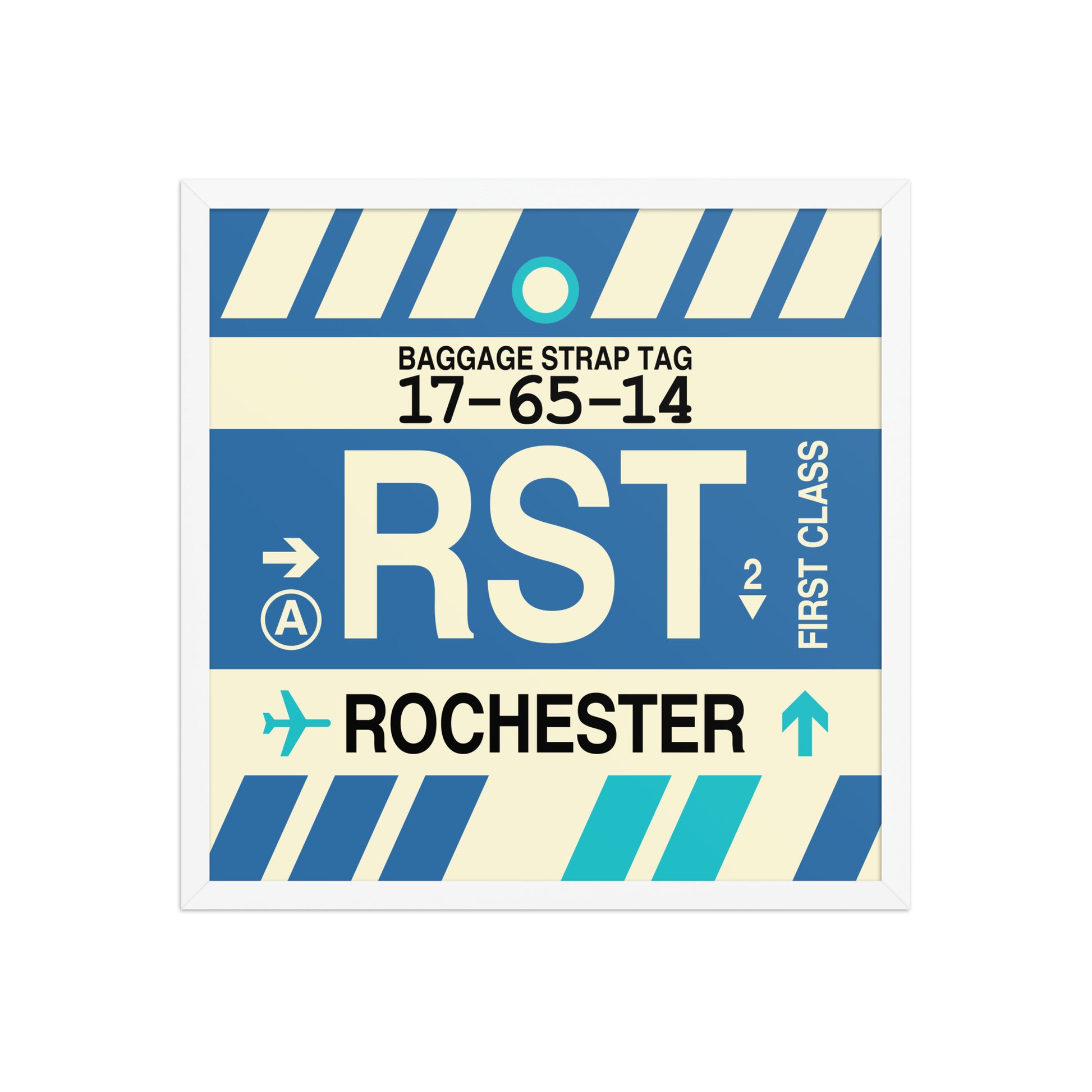 RST Rochester Framed Print • Jet Age Baggage Tag Design • YHM Designs - Image 15