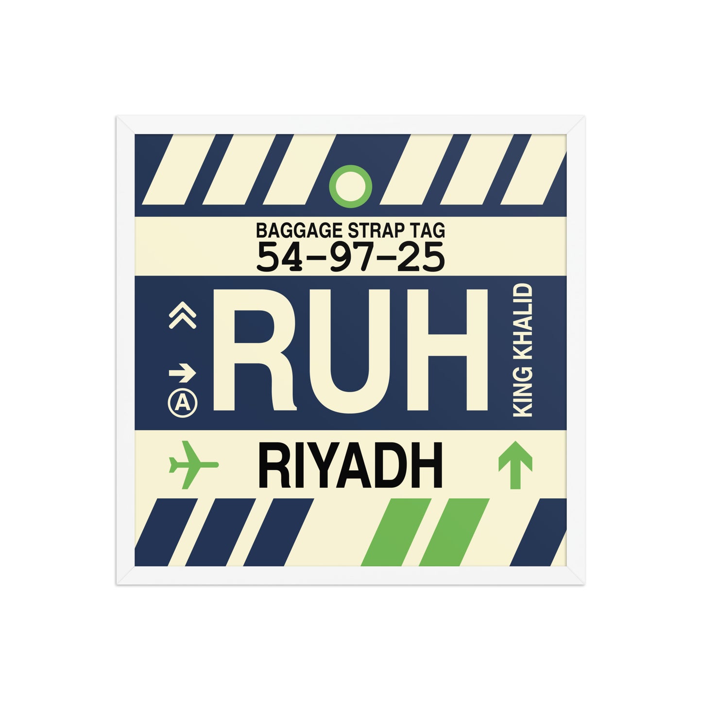 RUH Riyadh Framed Print • Jet Age Baggage Tag Design • YHM Designs - Image 15