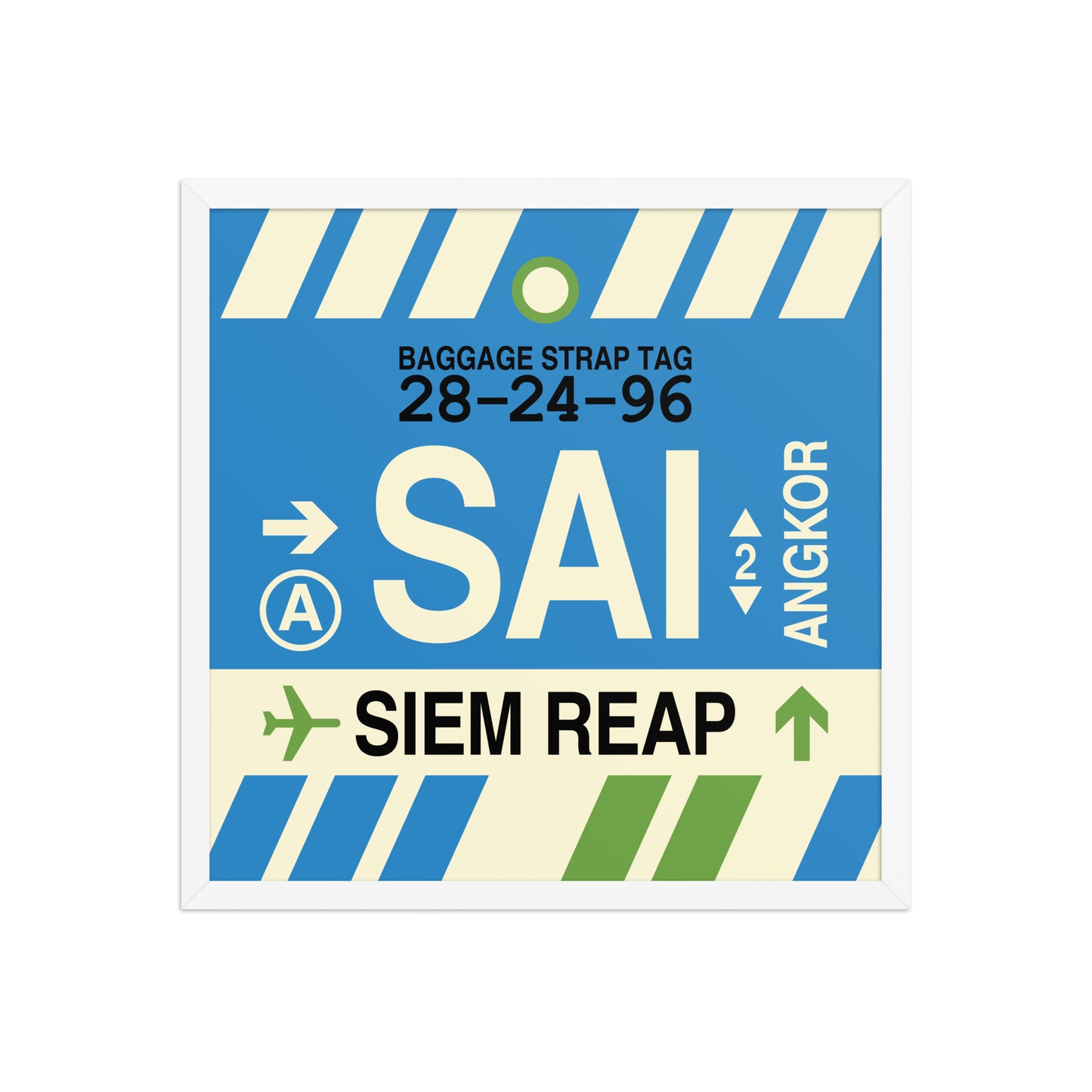 SAI Siem Reap-Angkor Framed Print • Jet Age Baggage Tag Design • YHM Designs - Image 15