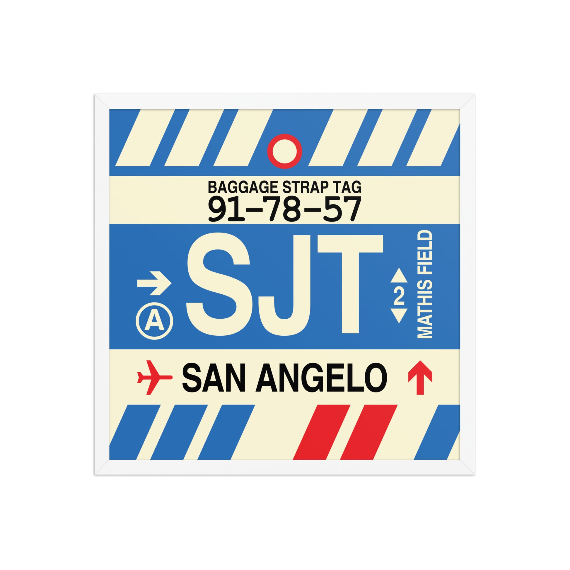 SJT San Angelo Framed Print • Jet Age Baggage Tag Design • YHM Designs - Image 15