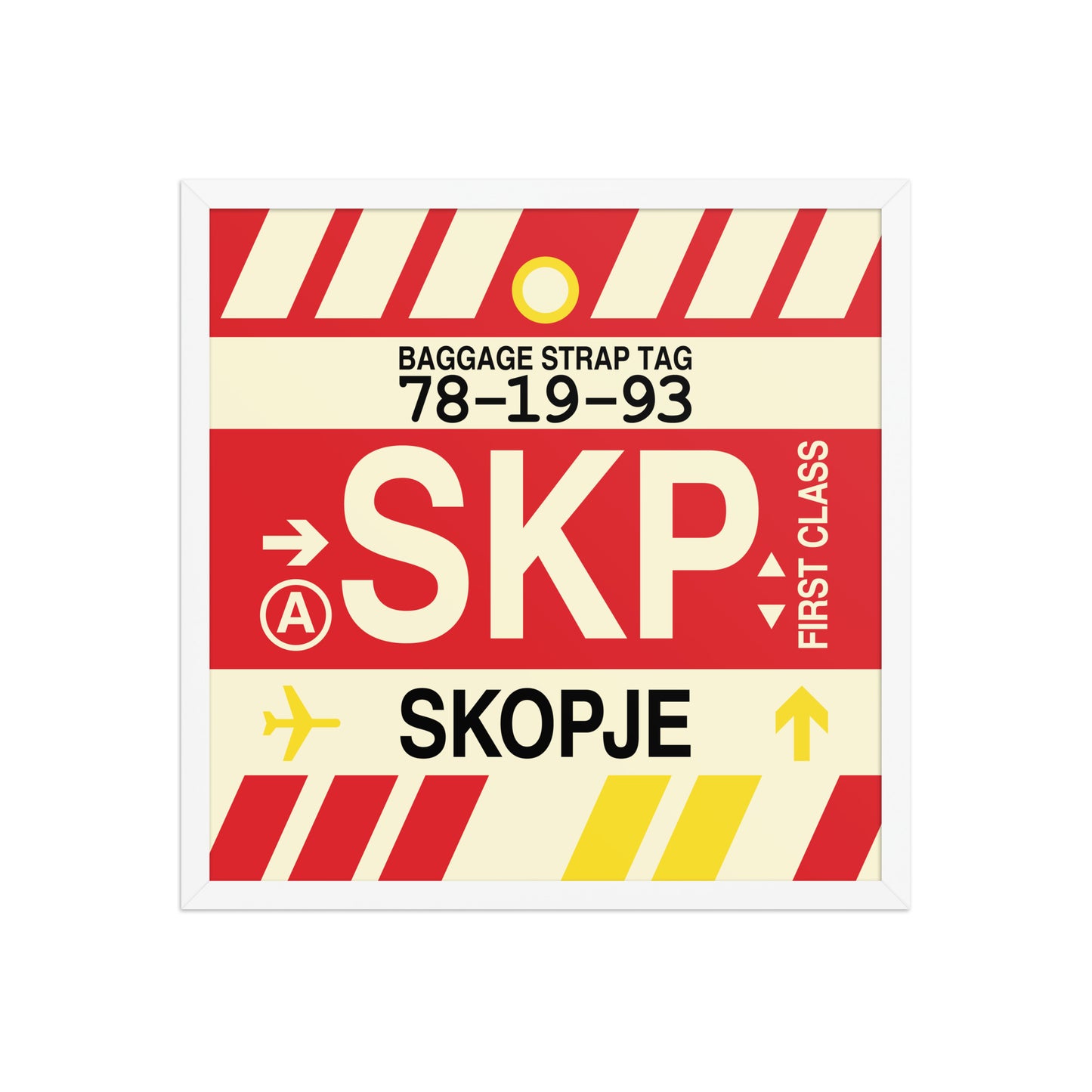 SKP Skopje Framed Print • Jet Age Baggage Tag Design • YHM Designs - Image 15