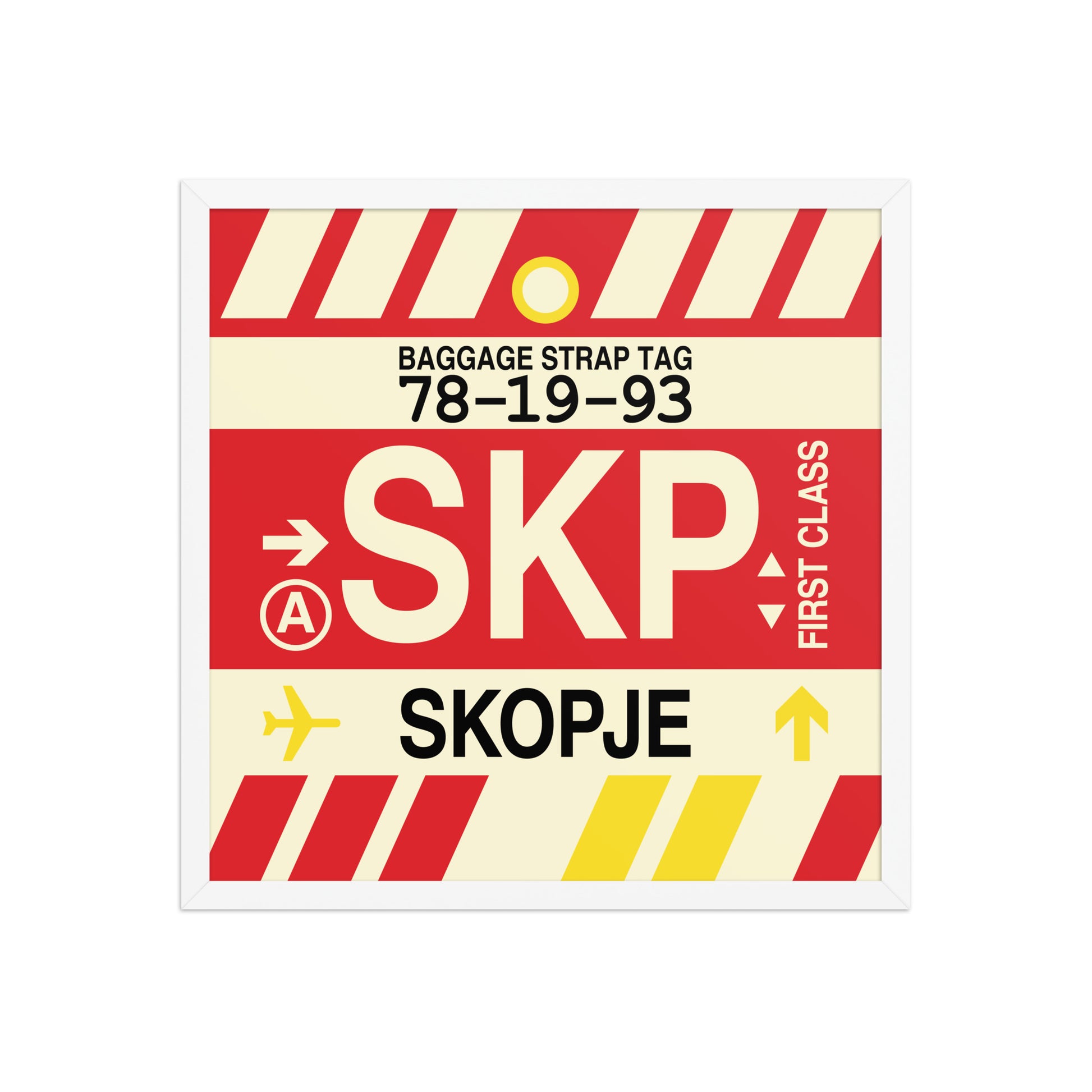 SKP Skopje Framed Print • Jet Age Baggage Tag Design • YHM Designs - Image 15