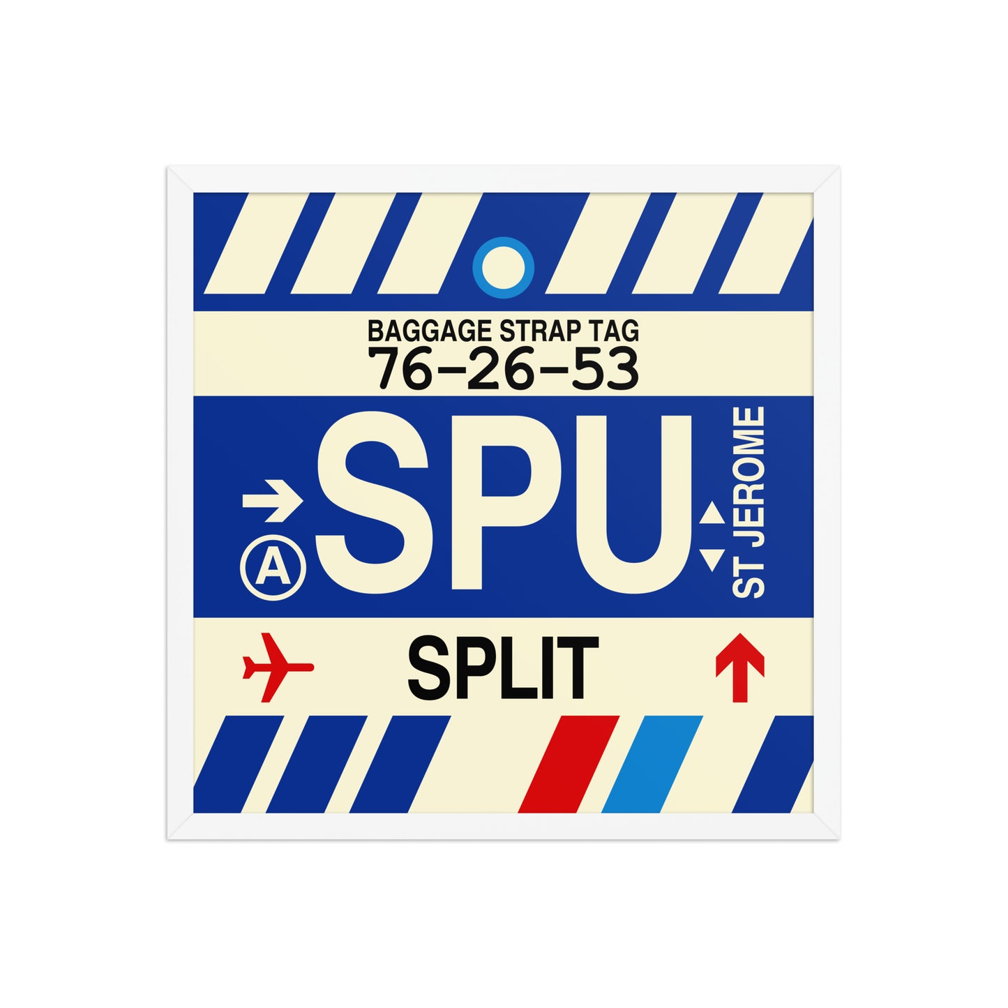SPU Split Framed Print • Jet Age Baggage Tag Design • YHM Designs - Image 15