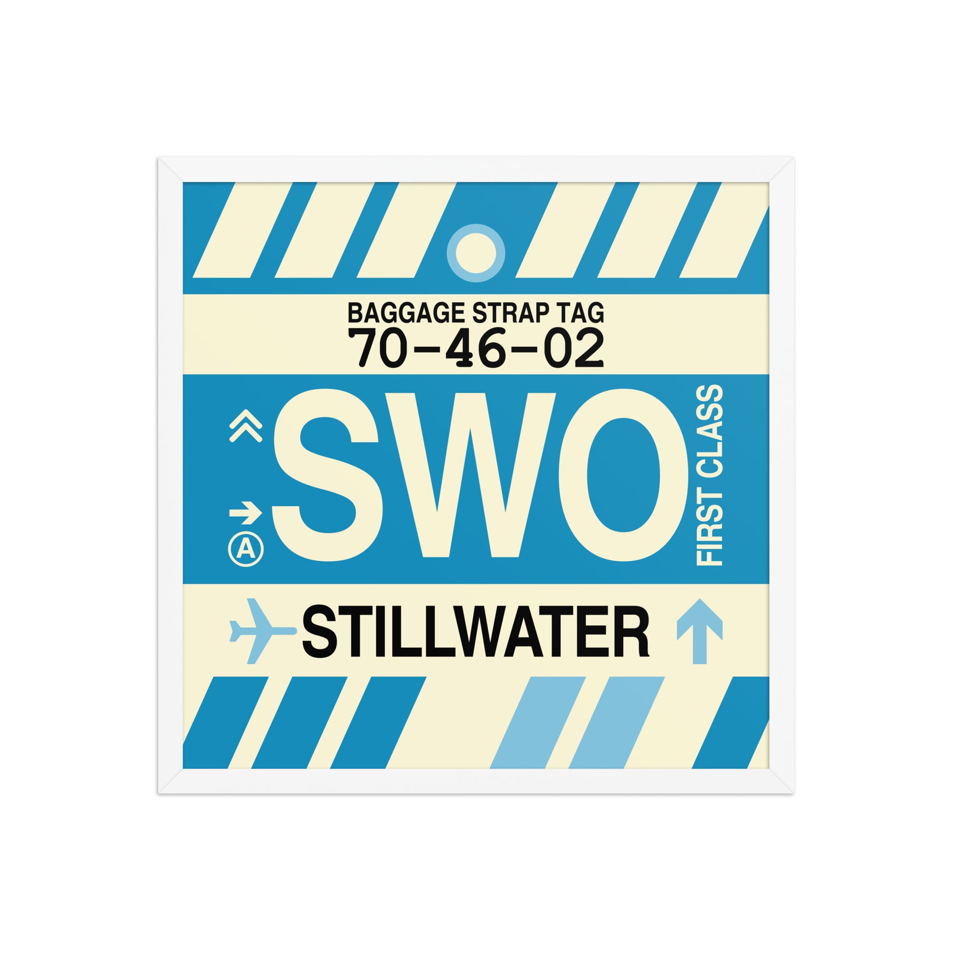SWO Stillwater Framed Print • Jet Age Baggage Tag Design • YHM Designs - Image 15