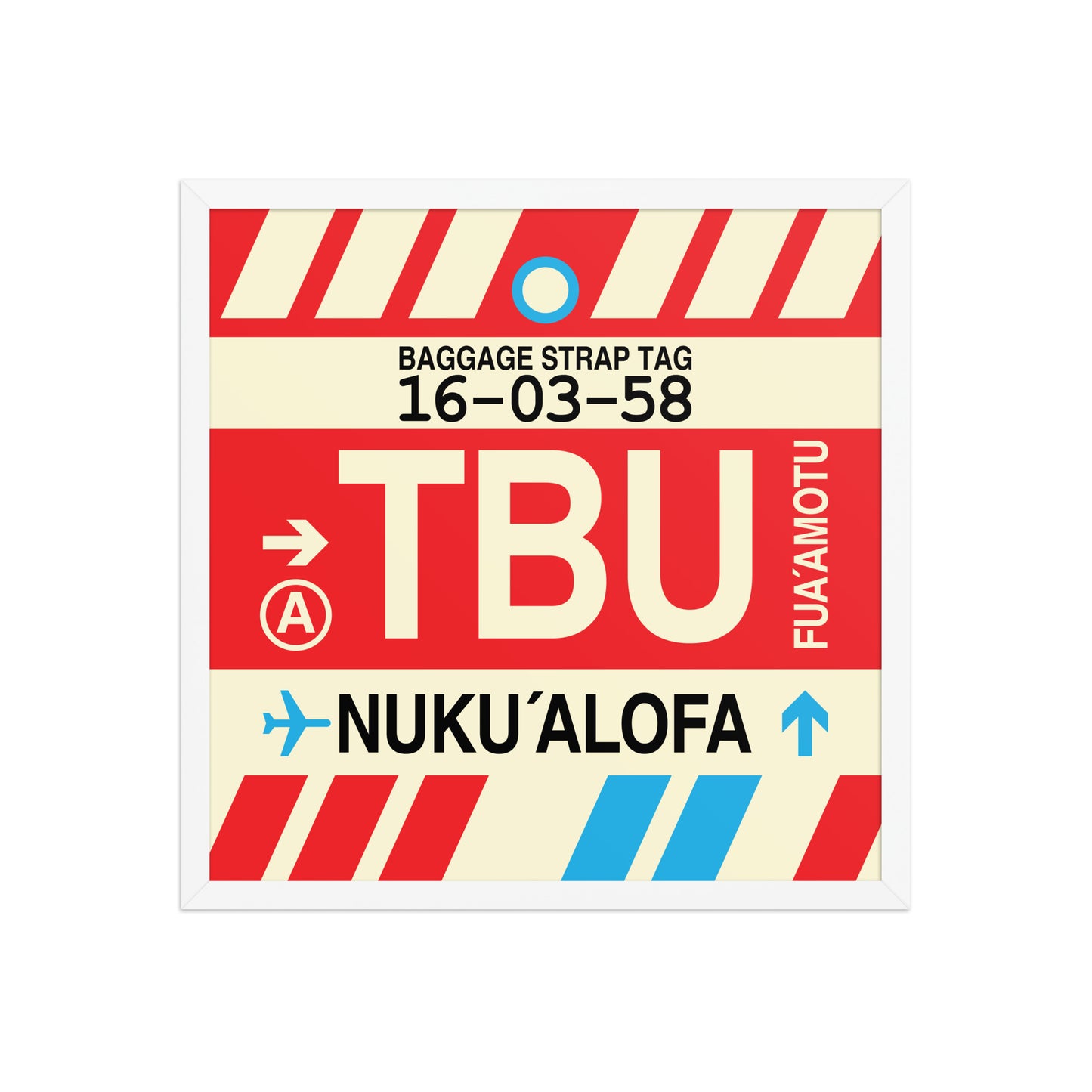 TBU Nuku'alofa Framed Print • Jet Age Baggage Tag Design • YHM Designs - Image 15