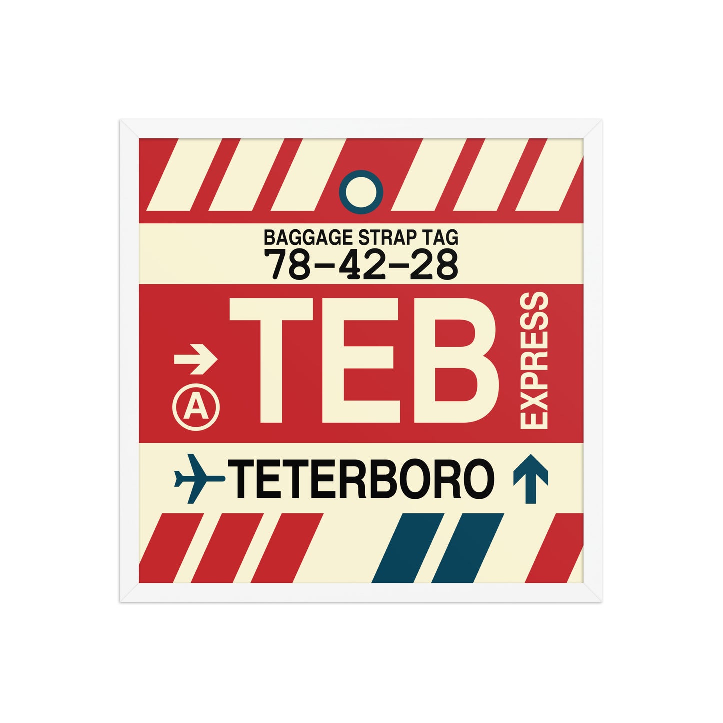 TEB Teterboro Framed Print • Jet Age Baggage Tag Design • YHM Designs - Image 15