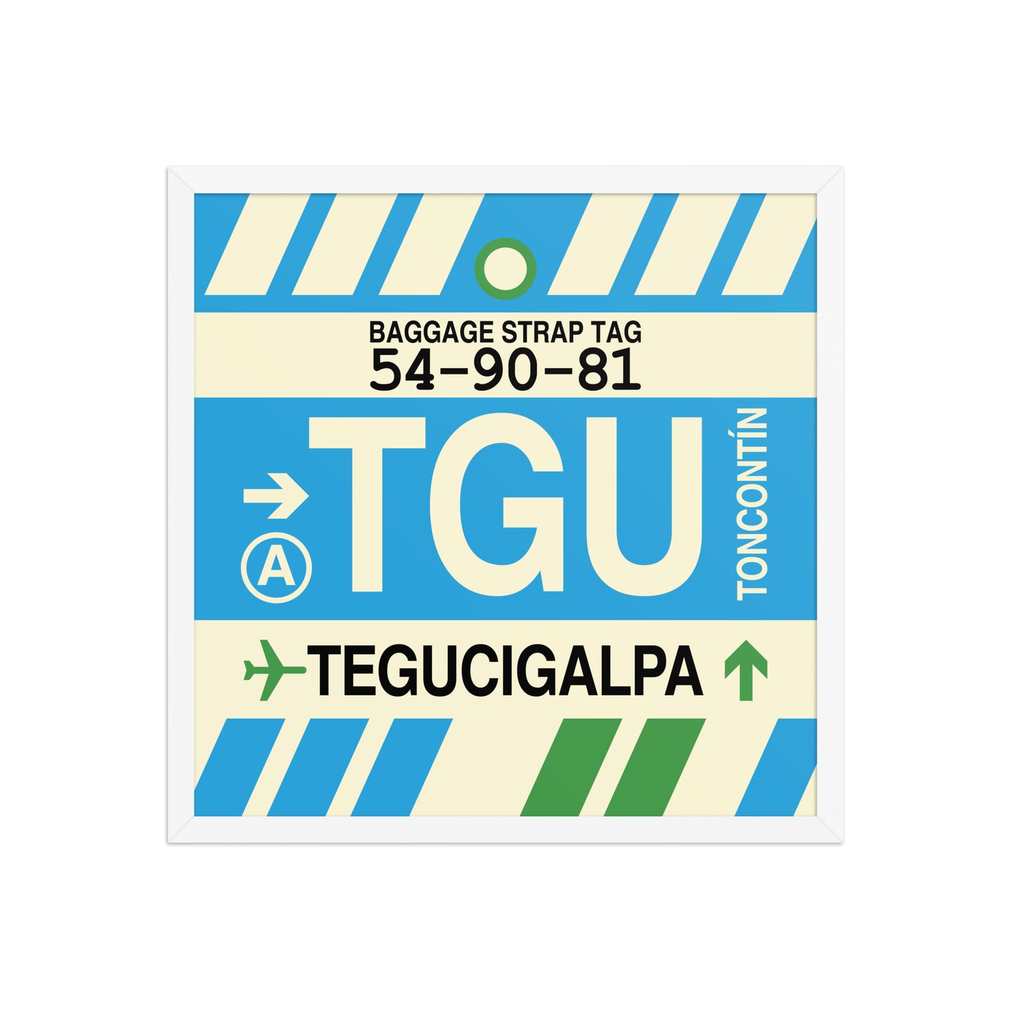 TGU Tegucigalpa Framed Print • Jet Age Baggage Tag Design • YHM Designs - Image 15
