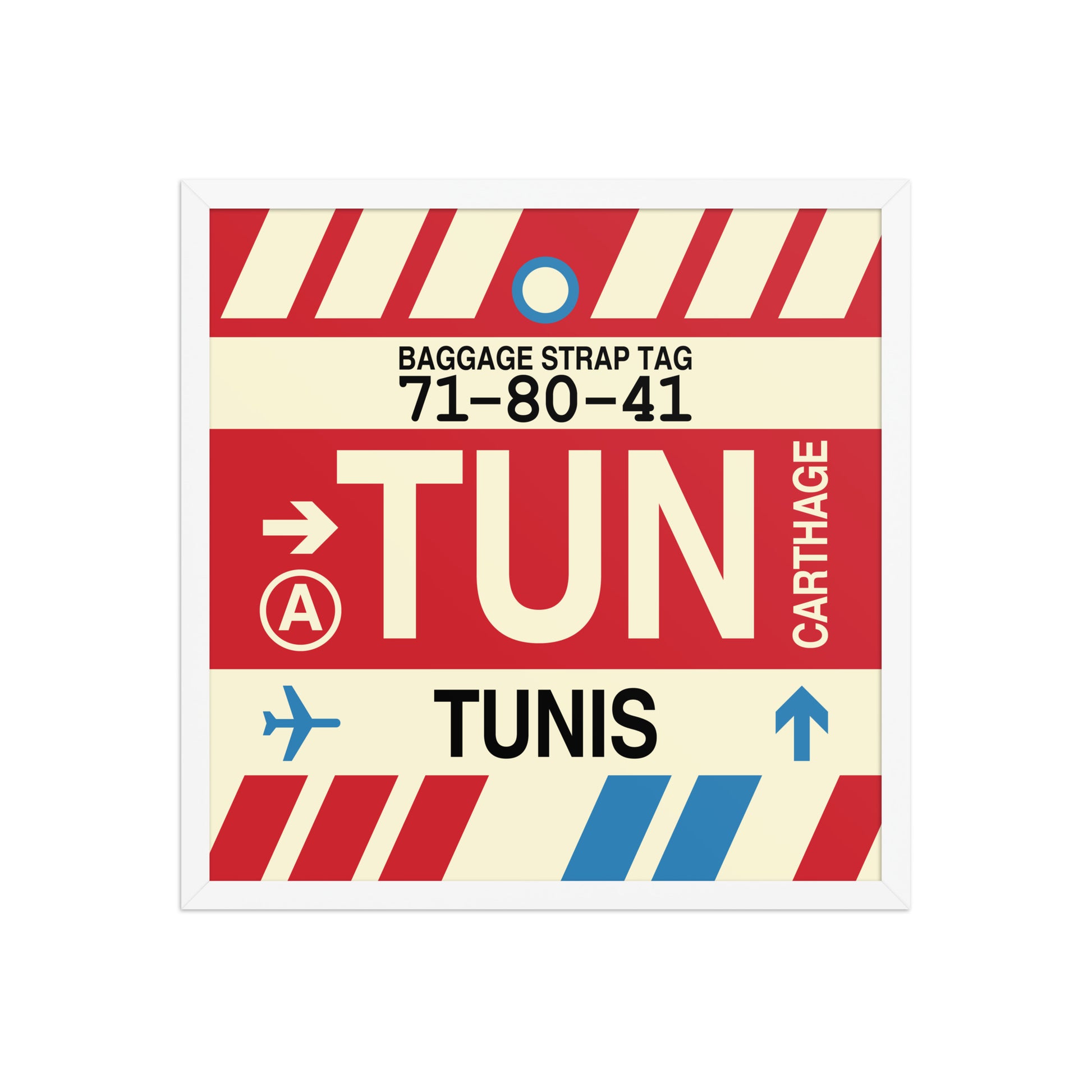 TUN Tunis Framed Print • Jet Age Baggage Tag Design • YHM Designs - Image 15