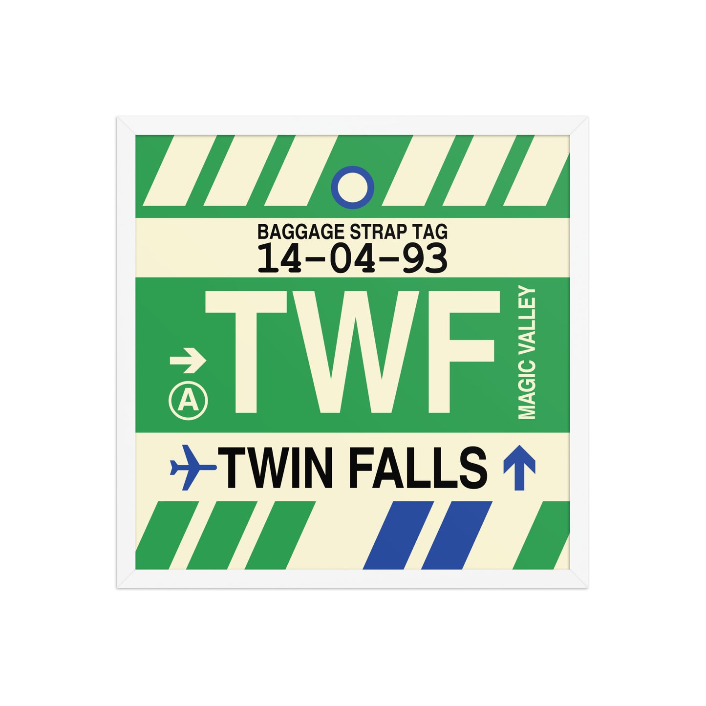 TWF Twin Falls Framed Print • Jet Age Baggage Tag Design • YHM Designs - Image 15