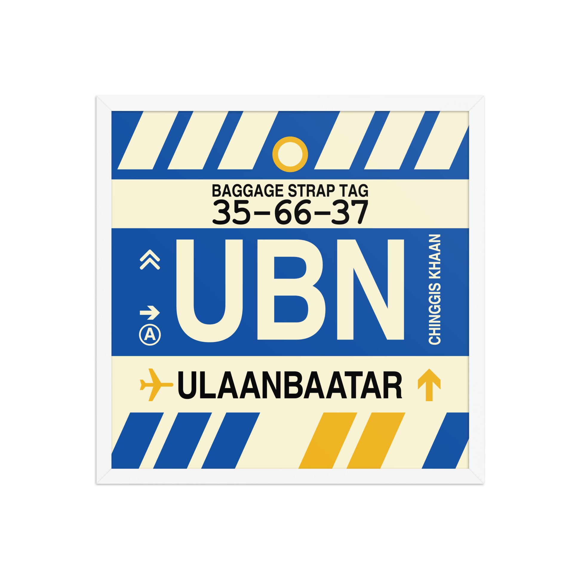 UBN Ulaanbaatar Framed Print • Jet Age Baggage Tag Design • YHM Designs - Image 15