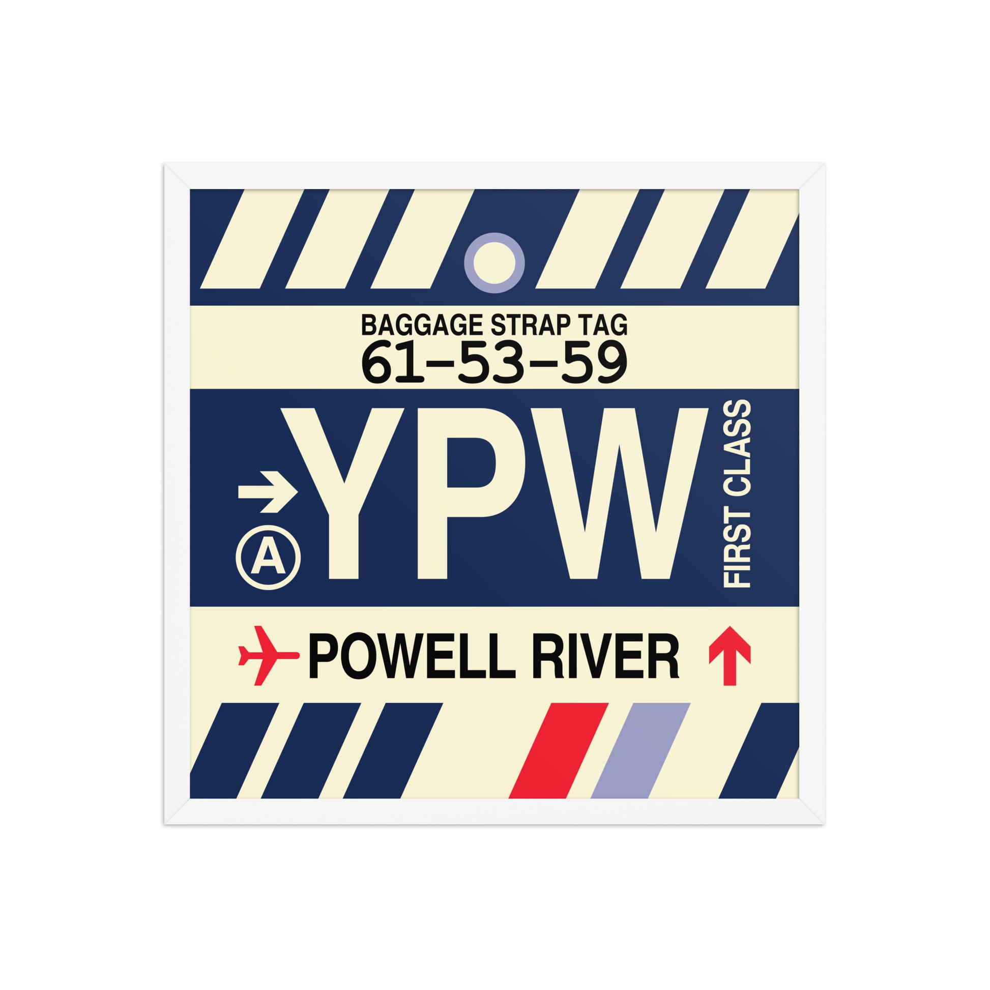 YPW Powell River Framed Print • Jet Age Baggage Tag Design • YHM Designs - Image 15