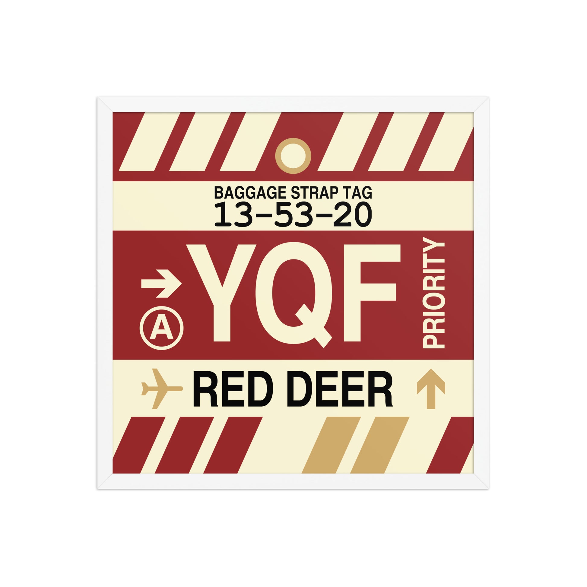 YQF Red Deer Framed Print • Jet Age Baggage Tag Design • YHM Designs - Image 15