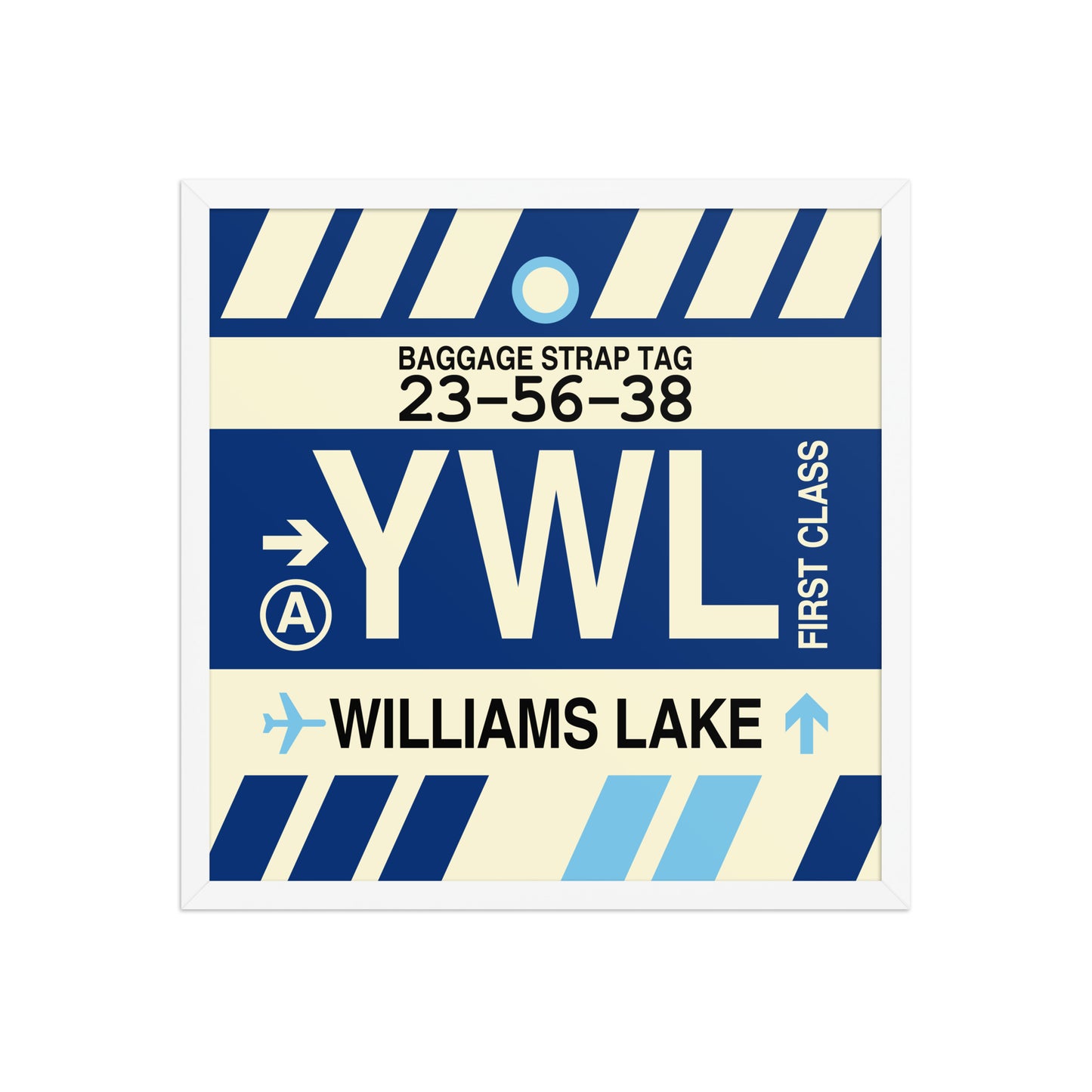 YWL Williams Lake Framed Print • Jet Age Baggage Tag Design • YHM Designs - Image 15