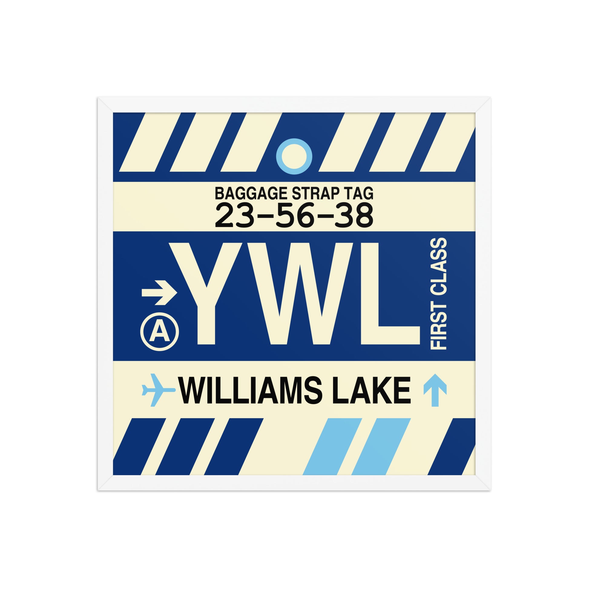 YWL Williams Lake Framed Print • Jet Age Baggage Tag Design • YHM Designs - Image 15