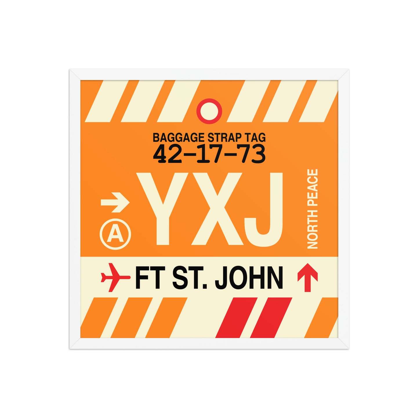 YXJ Fort St. John Framed Print • Jet Age Baggage Tag Design • YHM Designs - Image 15