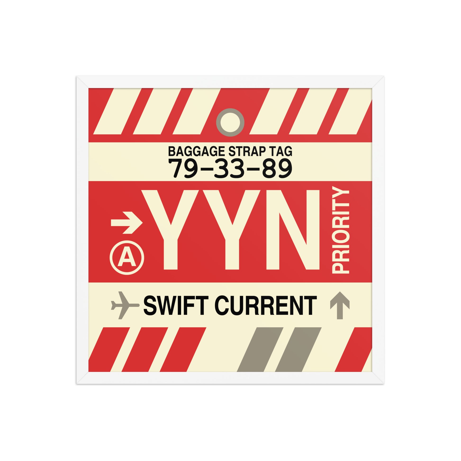 YYN Swift Current Framed Print • Jet Age Baggage Tag Design • YHM Designs - Image 15